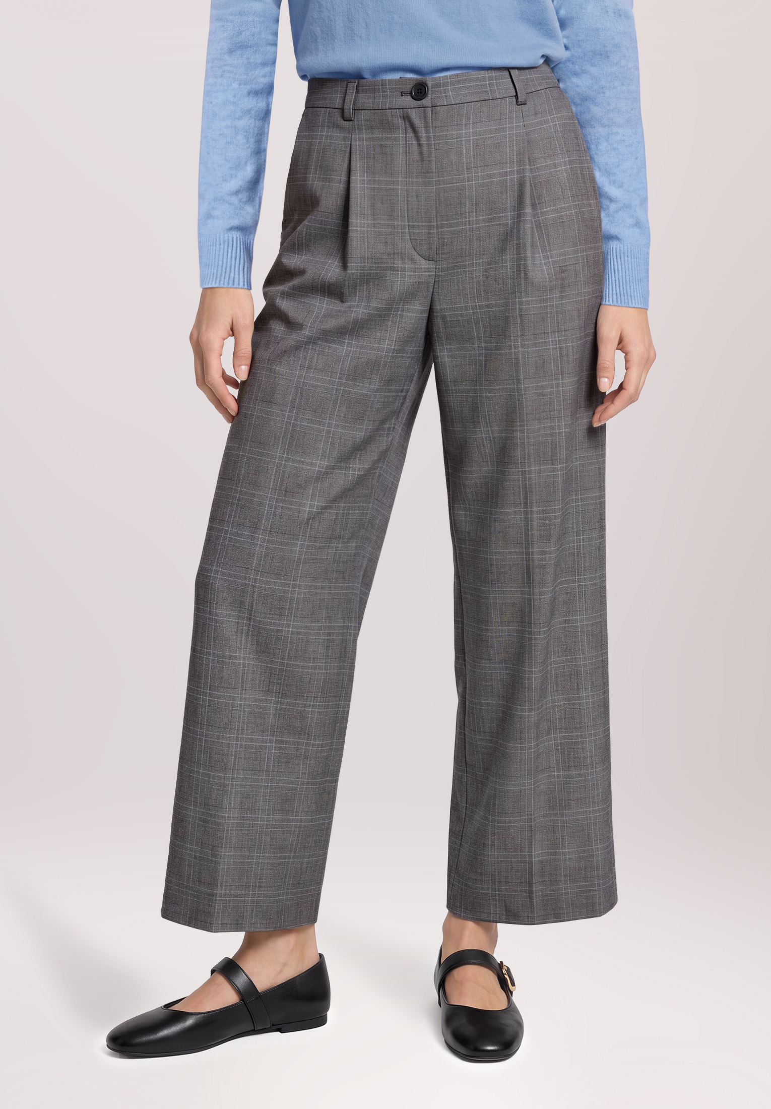 Pantalon à carreaux à jambes larges, BETTY & CO