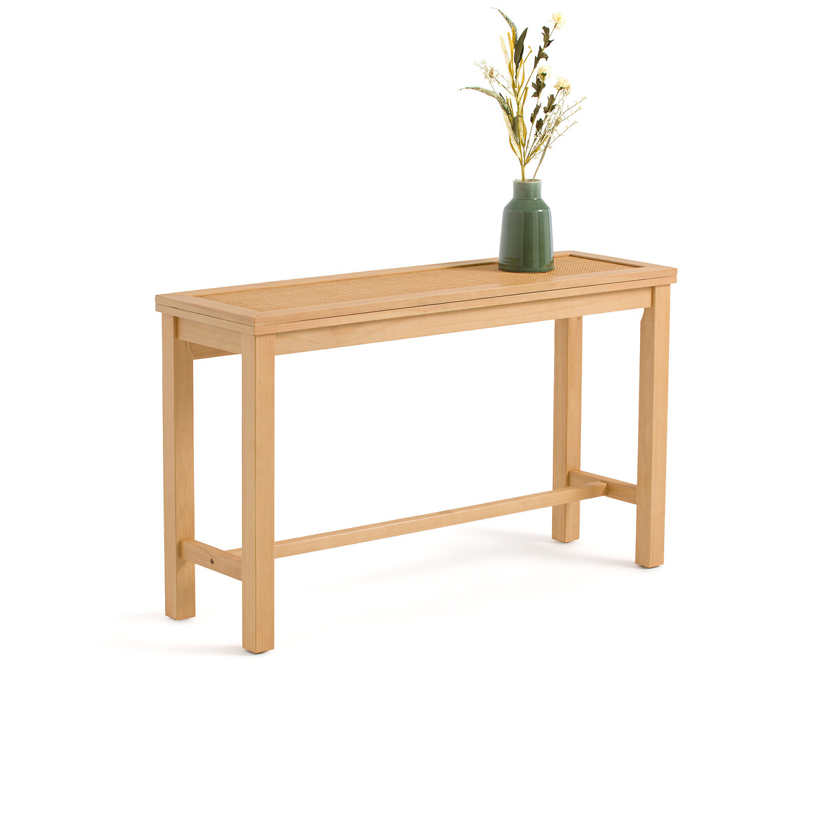 Gabin Pine and Canework Console / Dining Table