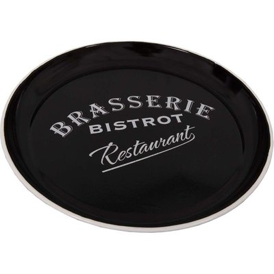 Plateau rond en métal "Brasserie - Bistrot" Noir ANTIC LINE CRÉATIONS