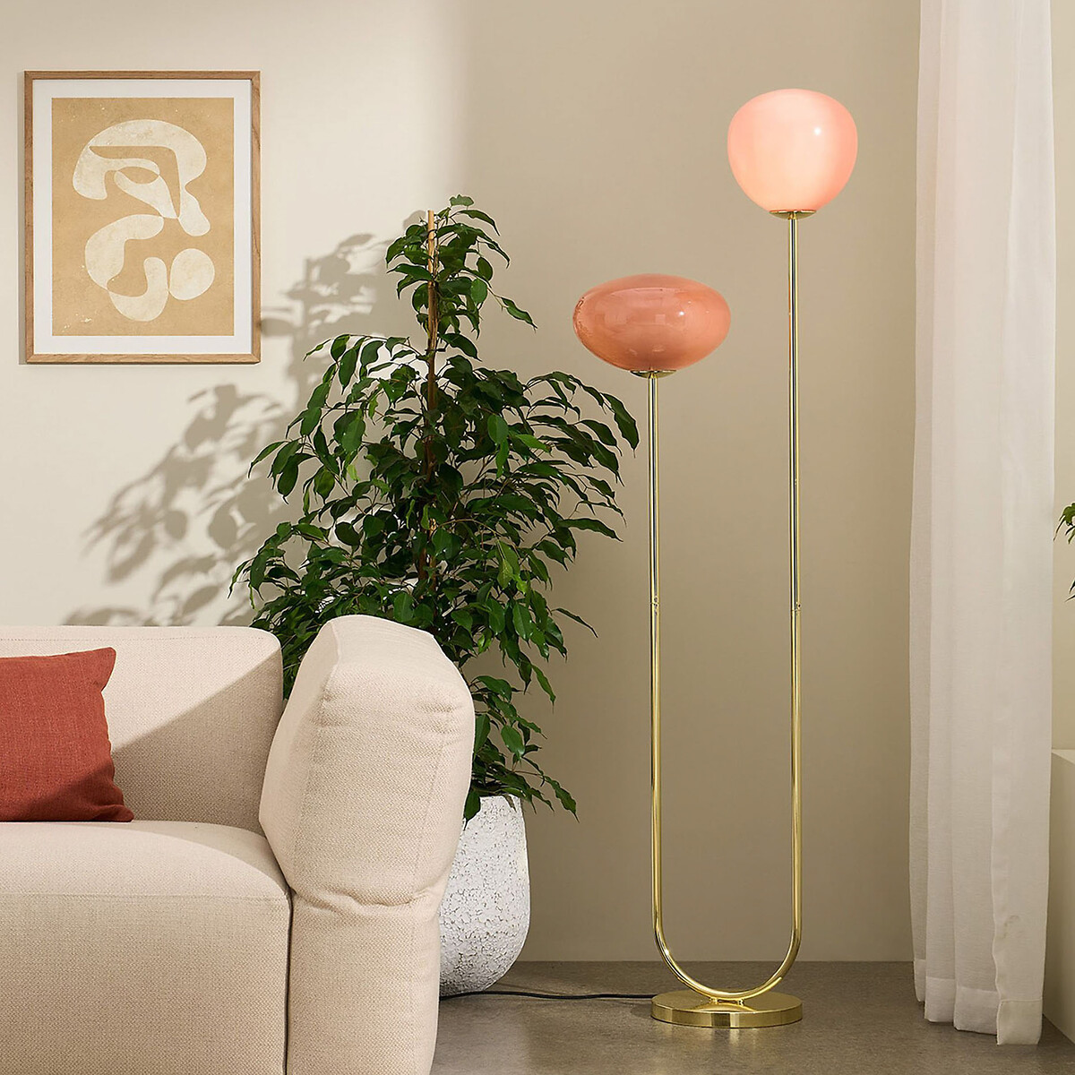 MADE.COM Adrianne 2-Light Glass Dome Floor Lamp, MADE