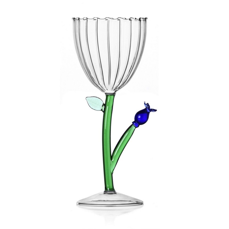Verre à pied BOTANICA blue flower, ICHENDORF