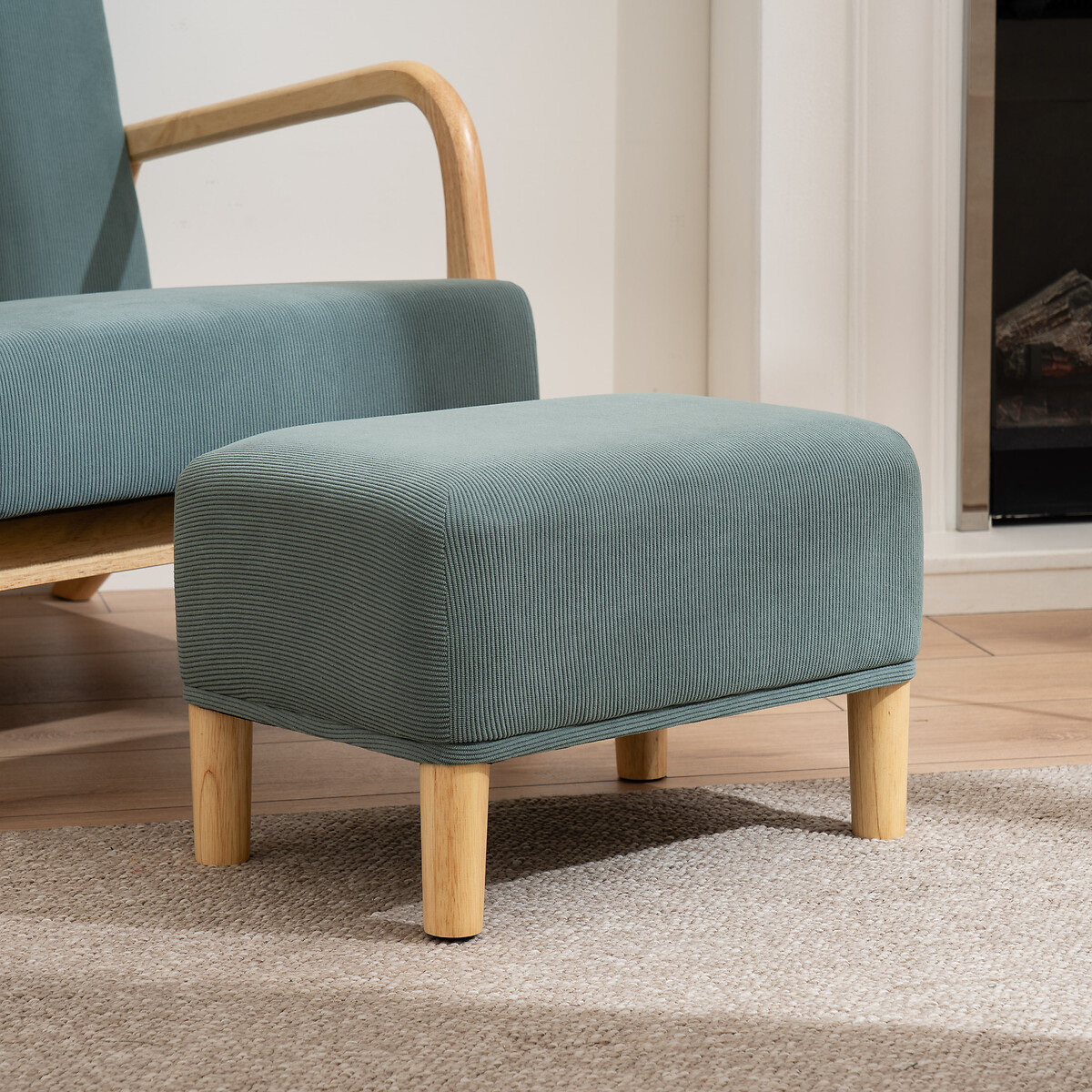 Mid Century Corduroy Footstool, SO'HOME