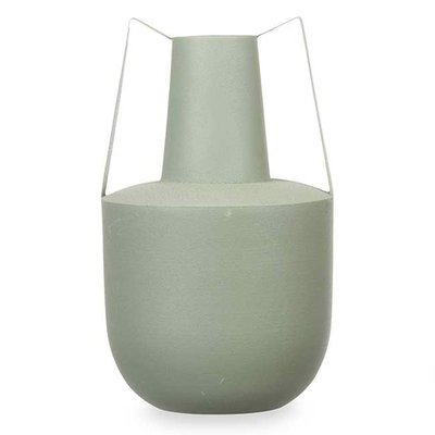 Vase acier double anse vert pastel 14x14x24cm WADIGA