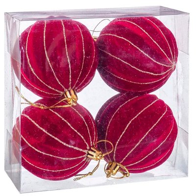 Set de 4 boules de Noël rouges mousse - 8cm WADIGA