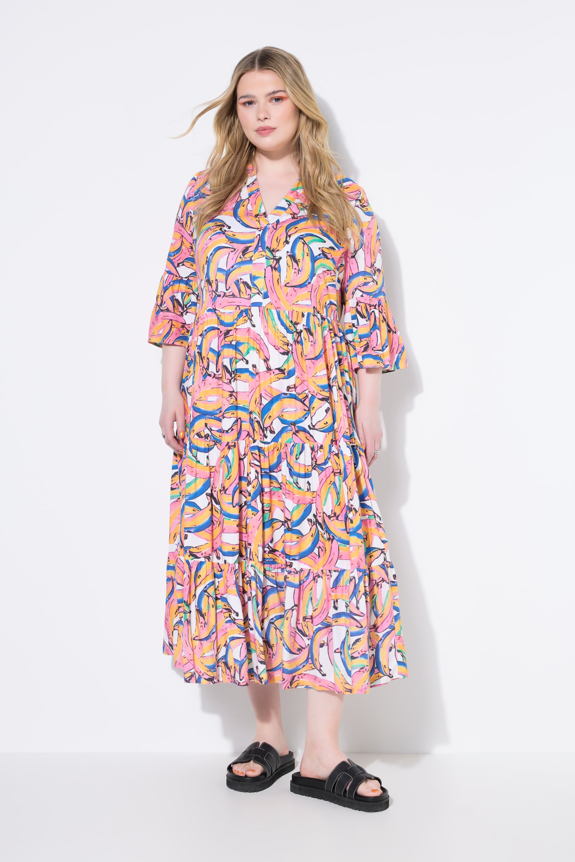 Robe maxi à volants, imprimé bananes, STUDIO UNTOLD