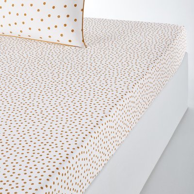 Lison Gold Spotted 100% Washed Cotton Fitted Sheet LA REDOUTE INTERIEURS