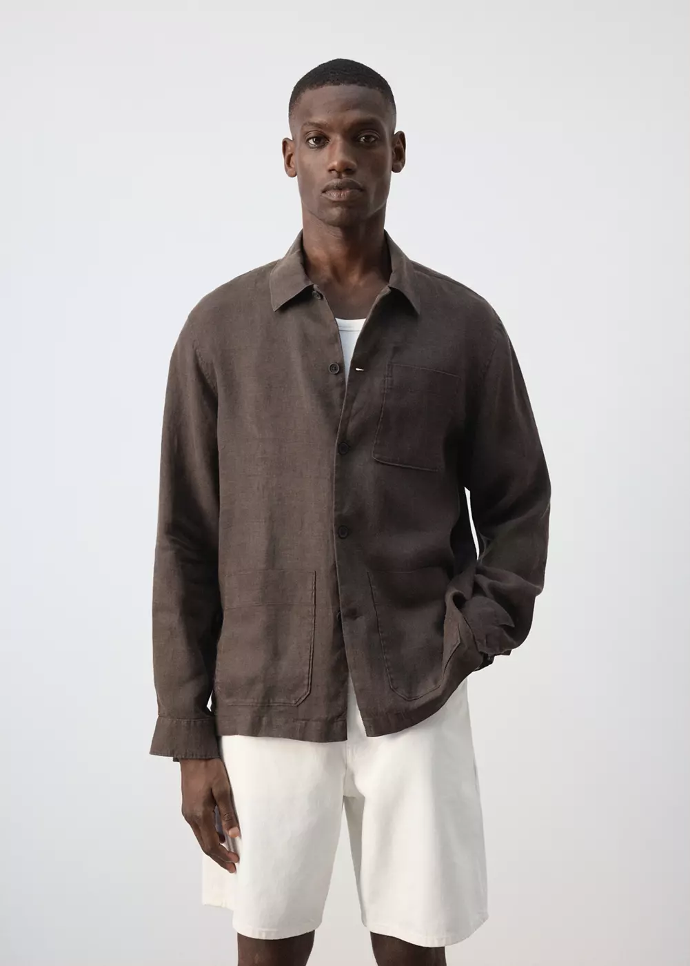 Chemise regular fit 100 % lin à poches, MANGO MAN