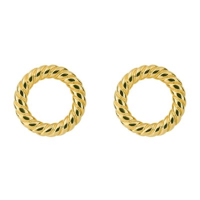 Gold Plated Sterling Silver Rope Open Circle Stud Earrings FIORELLI