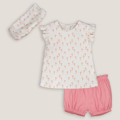 Cotton T-Shirt, Bloomers and Headband Outfit LA REDOUTE COLLECTIONS
