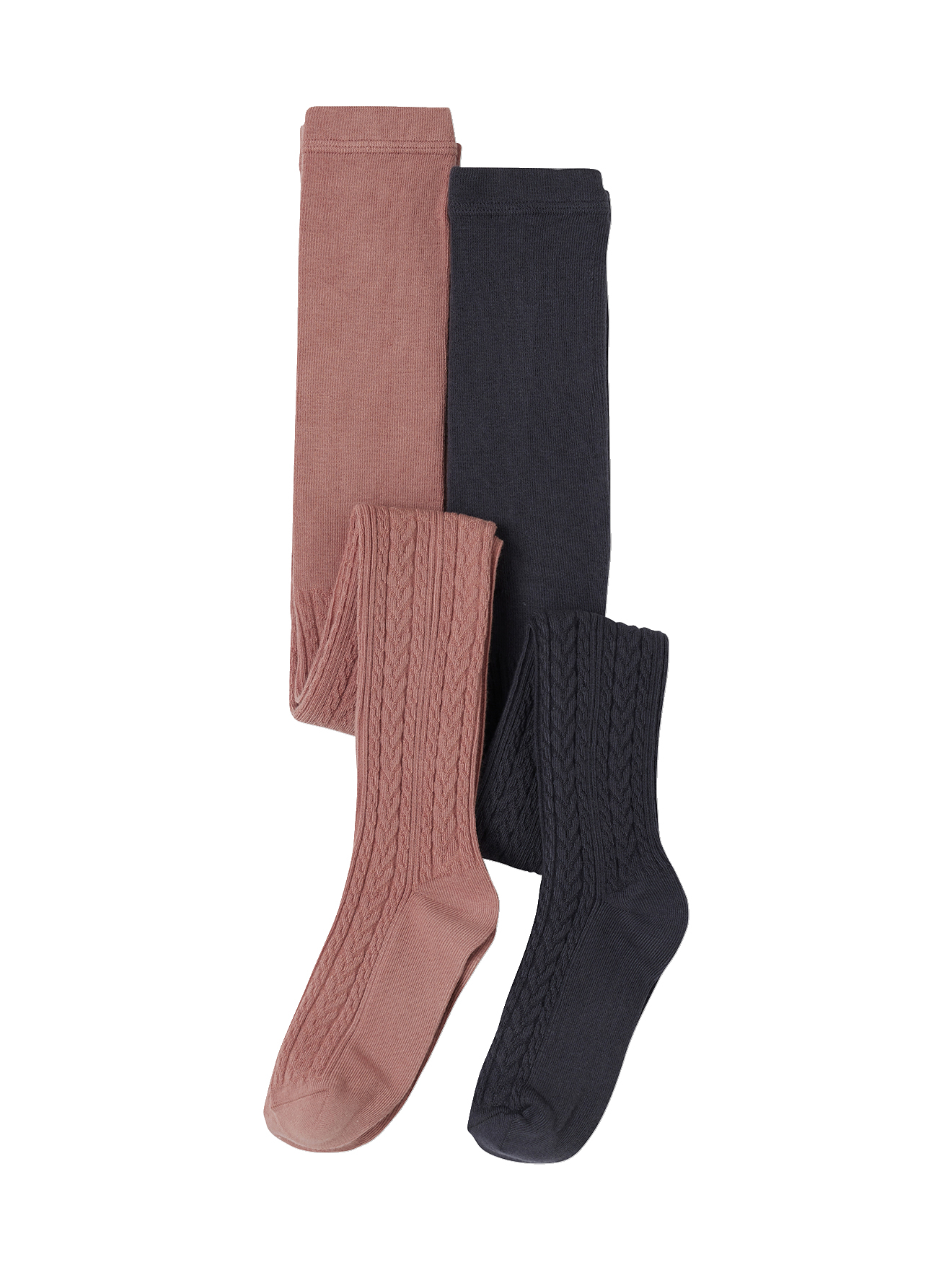 Lot de 2 collants en maille torsadée fantaisie, VERTBAUDET