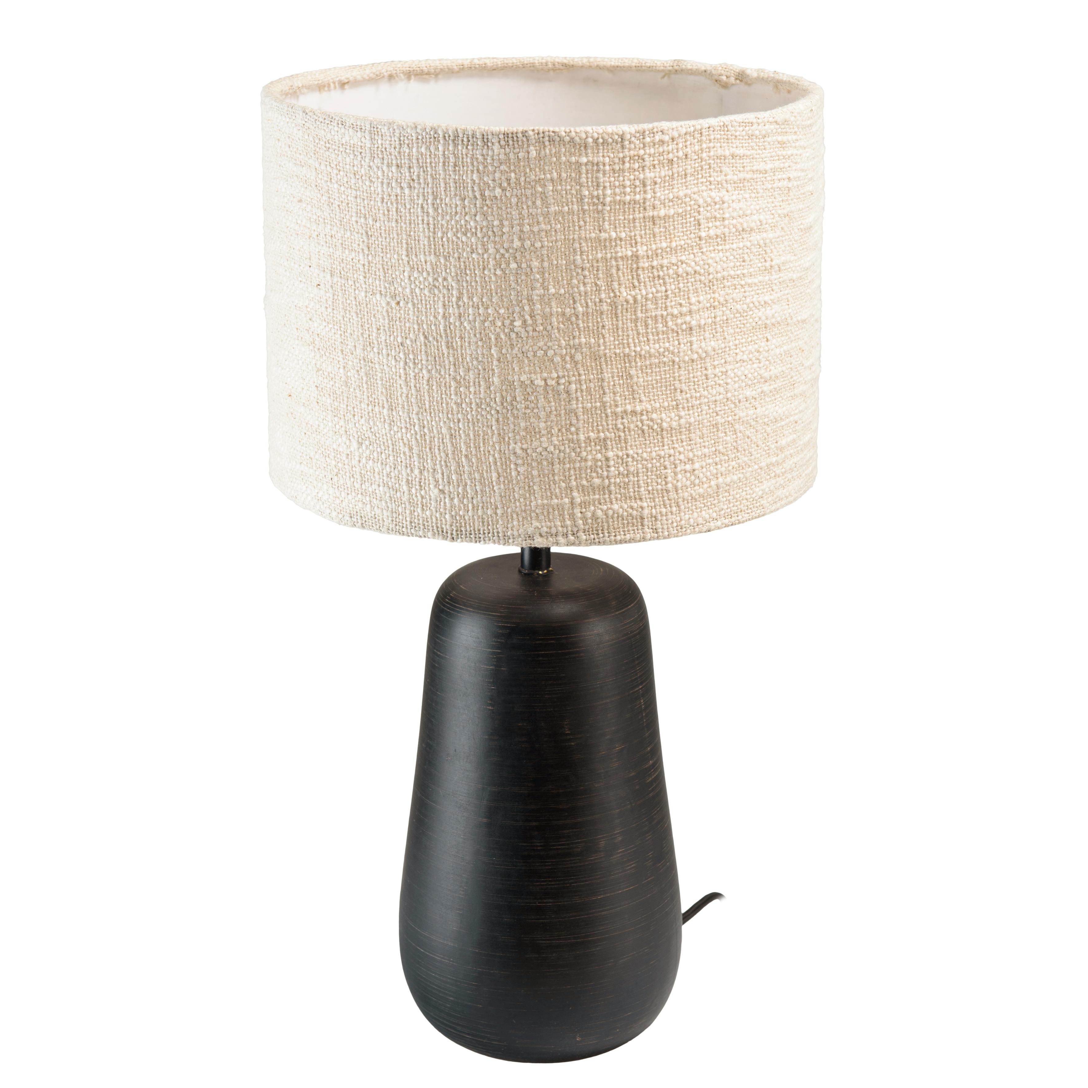 Lampe à poser manguier antique abat-jour en tissu beige TOSCA, PIER IMPORT