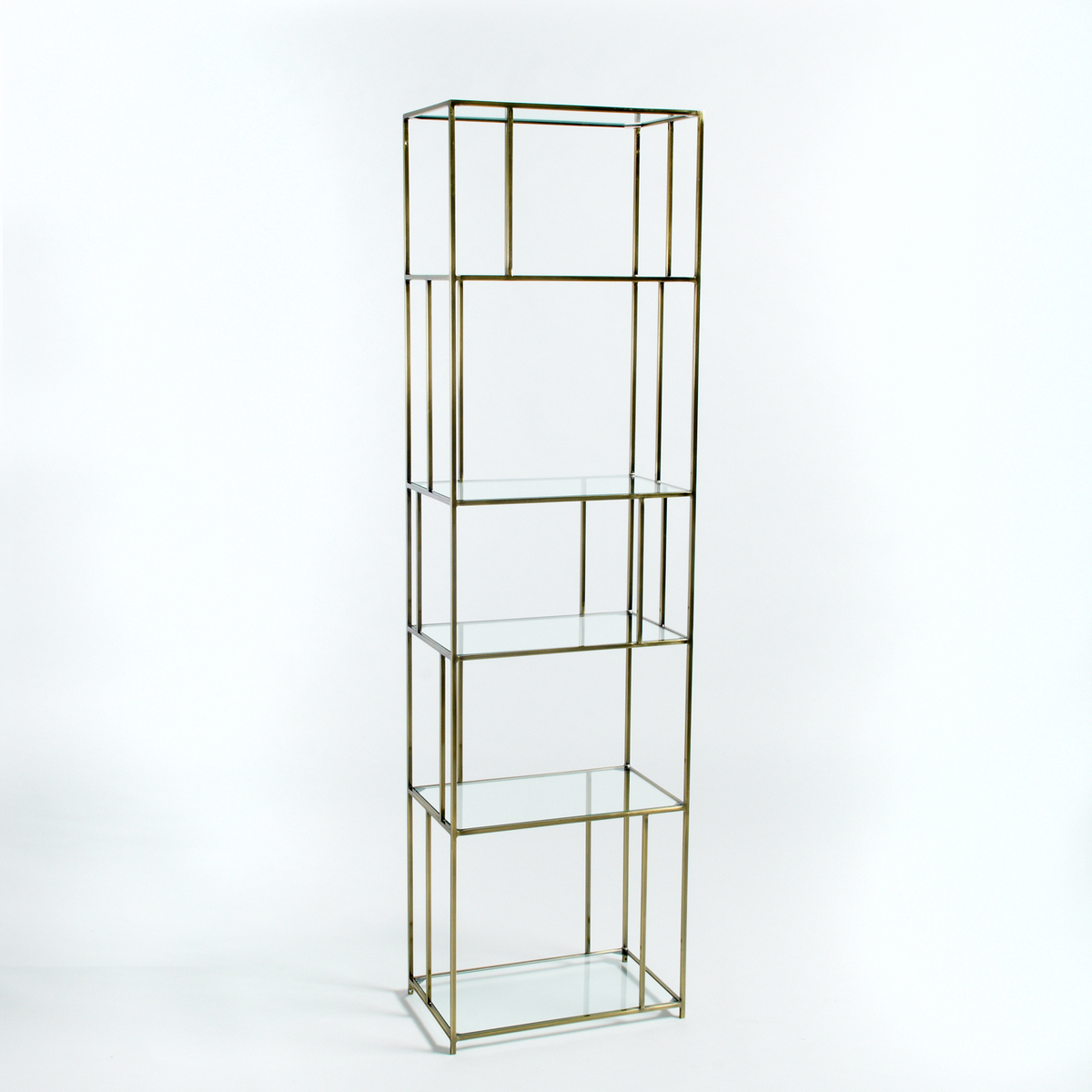 Product photograph of Parallel Brass Metal Glass Bookcase from La Redoute UK