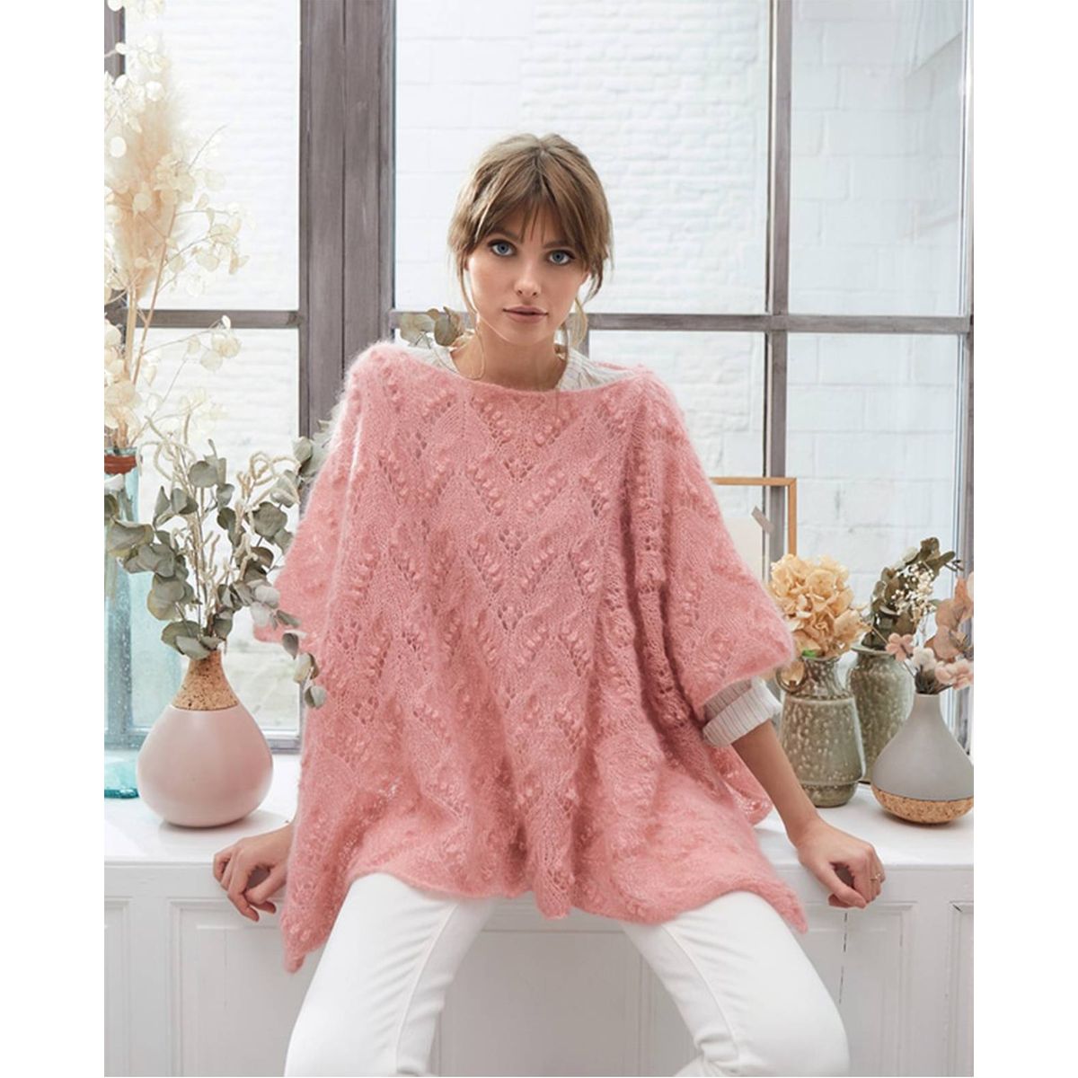 Patron pdf poncho femme mohair soie Phildar La Redoute