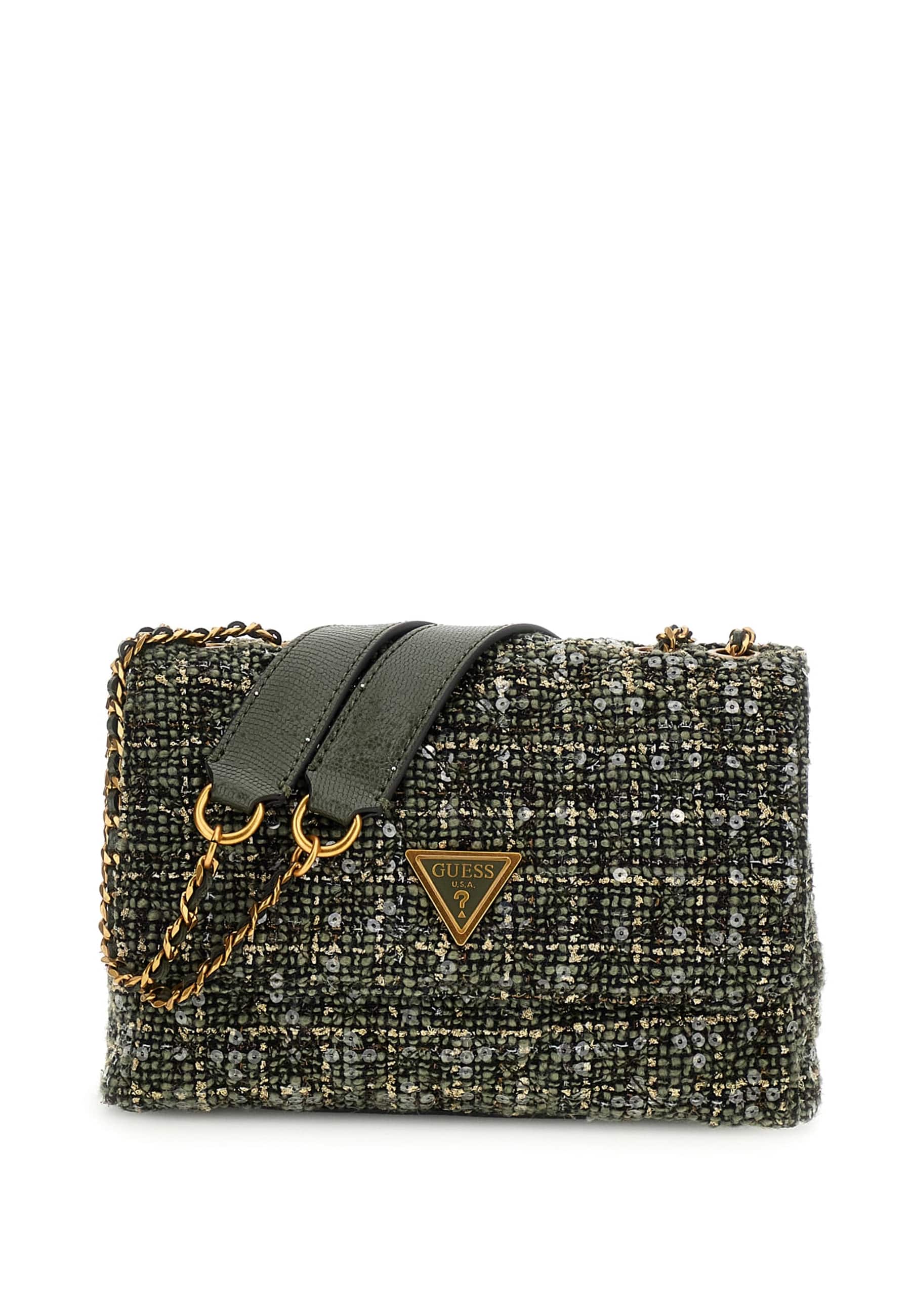 Guess sac a bandouliere giully tweed vert Guess La Redoute
