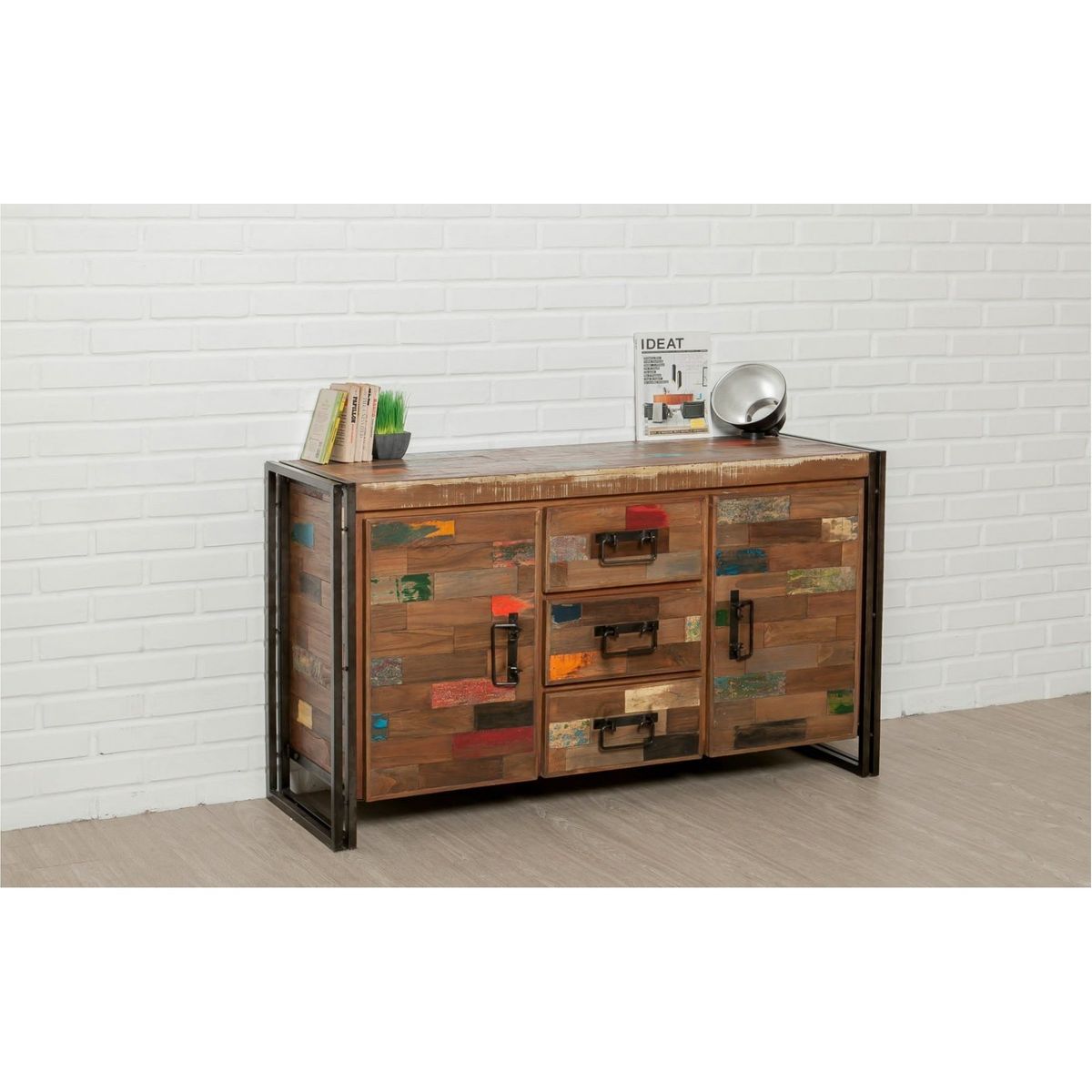 buffet bois loft teck recycle
