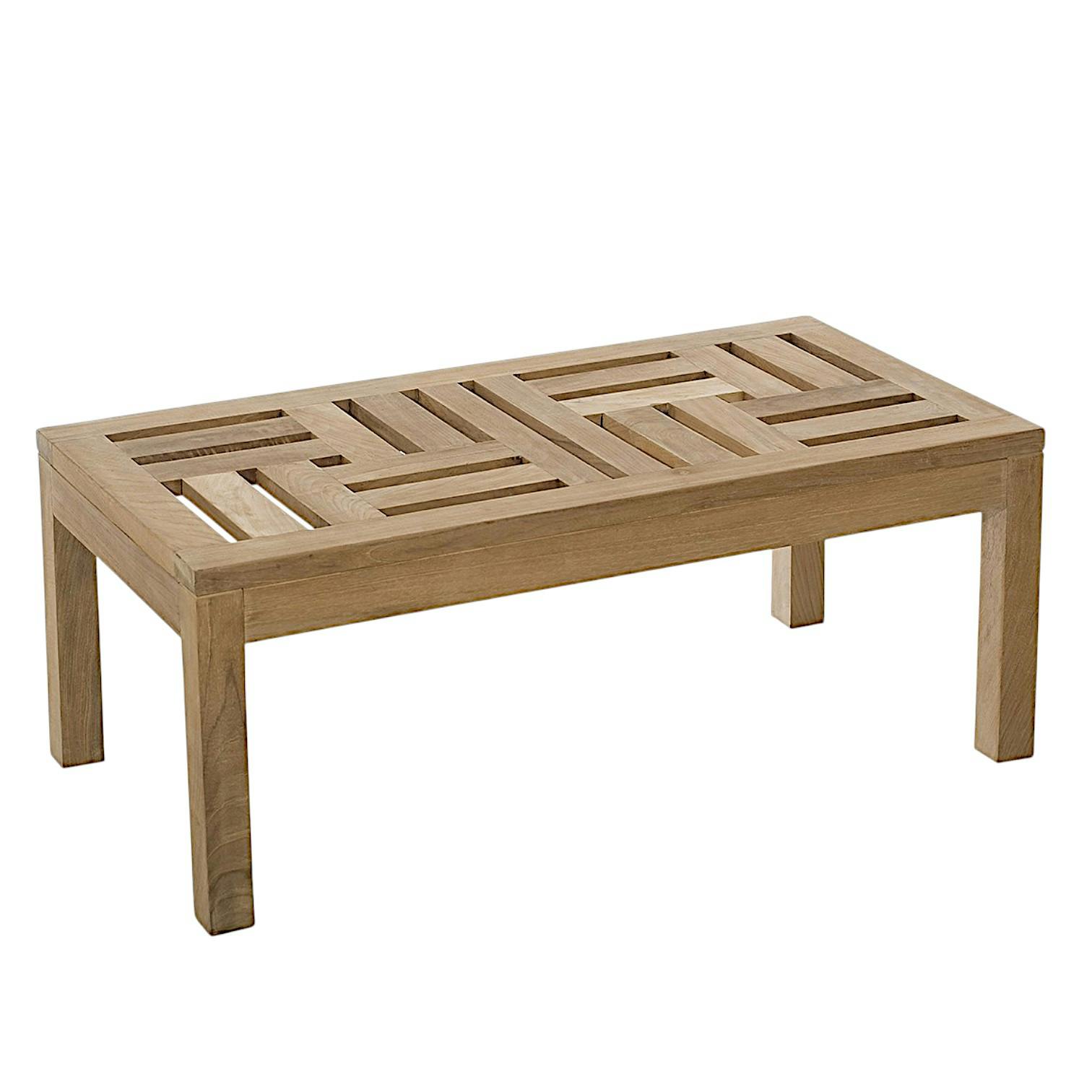 Table basse de jardin contemporaine rectangle en bois de teck brut massif 100x50cm SUMMER, PIER IMPORT