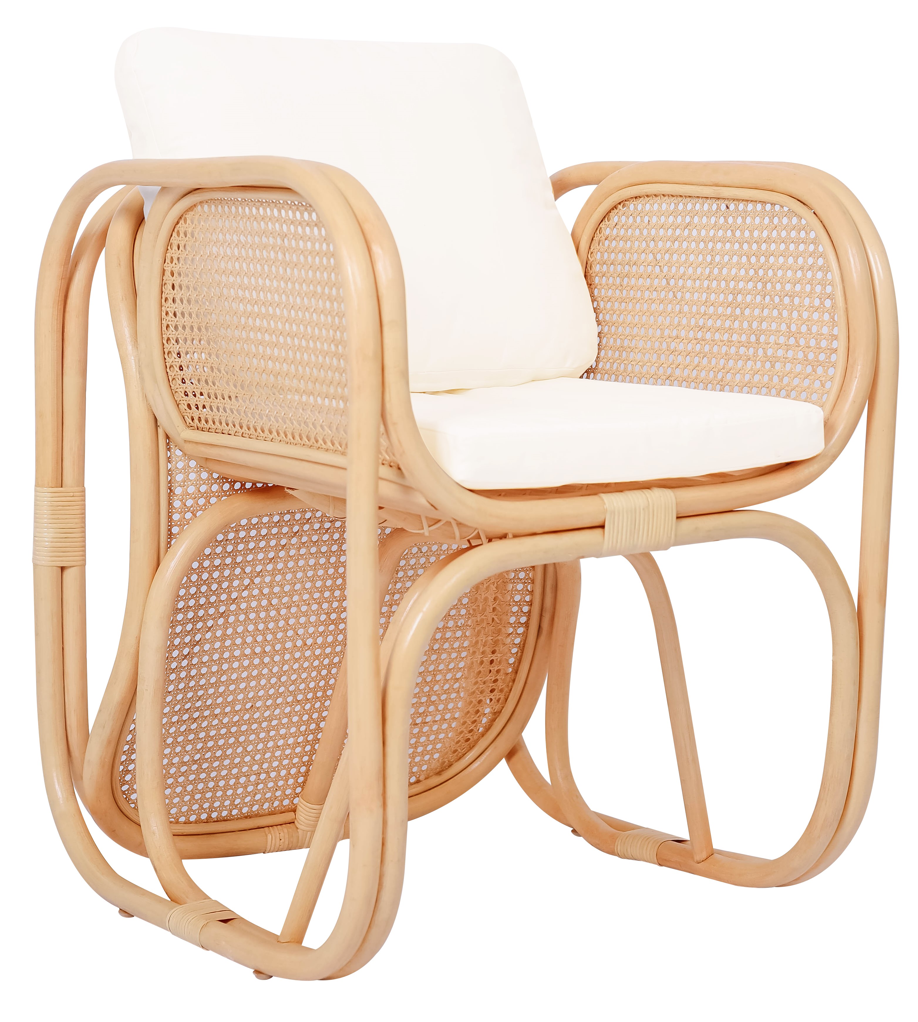 Fauteuil en rotin naturel et tissu, MOROTAI, NORDLYS