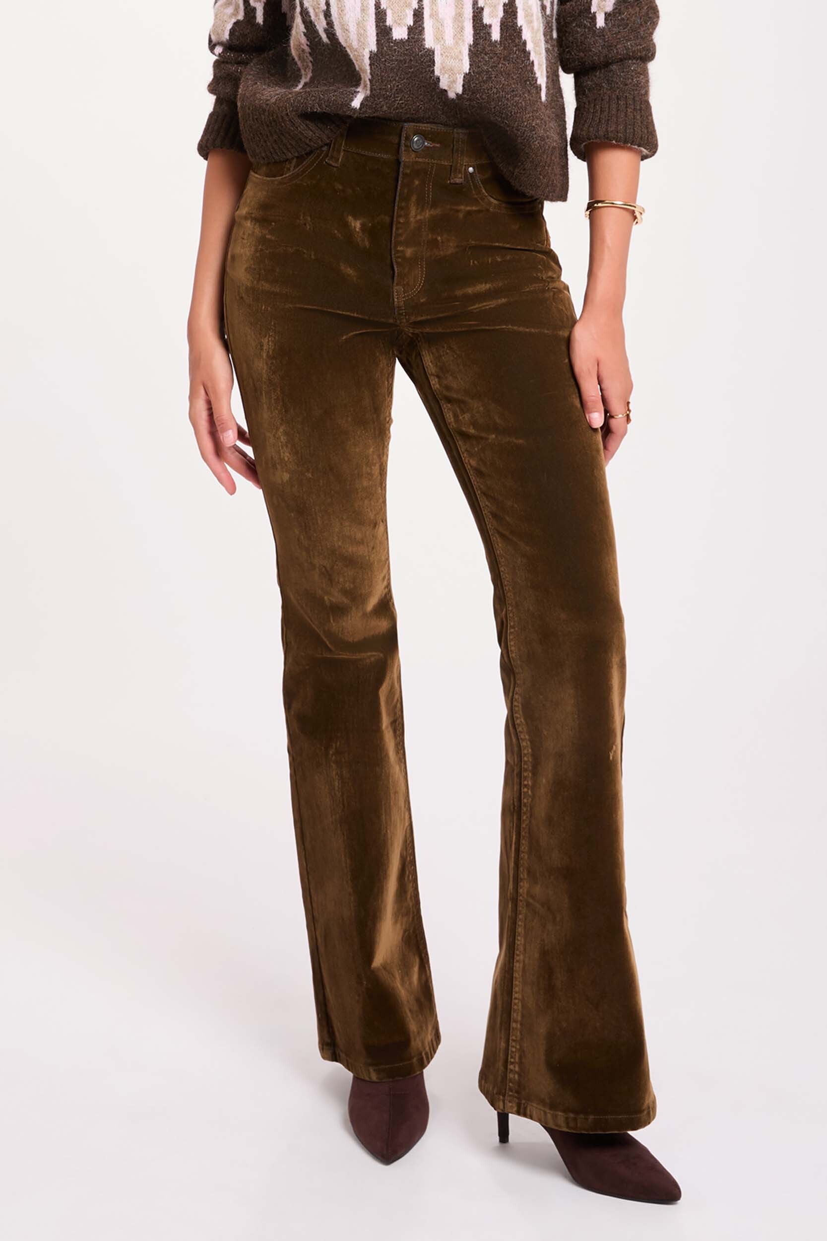Pantalon bootcut velours, MORGAN
