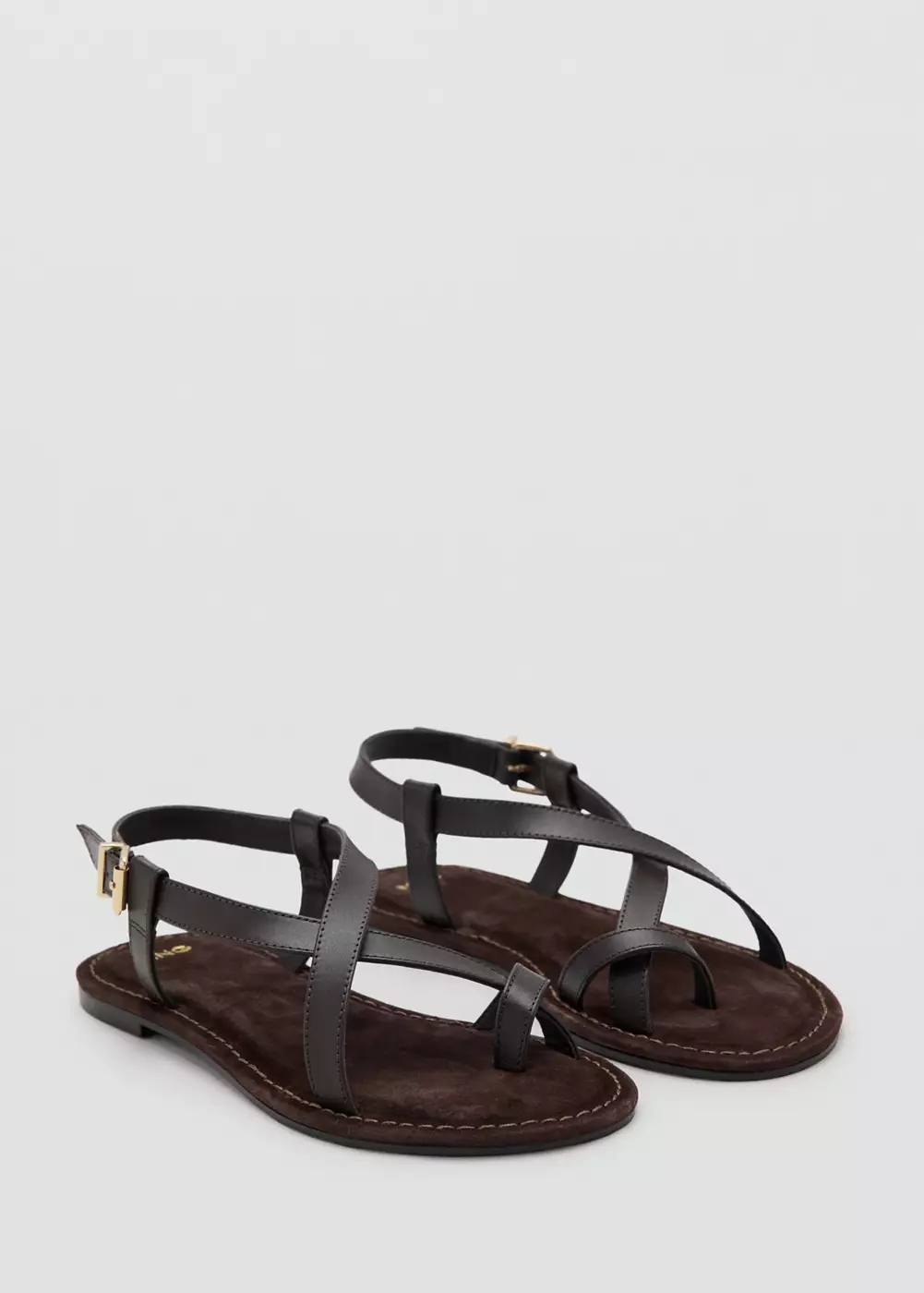 Sandales cuir lanières croisées, MANGO