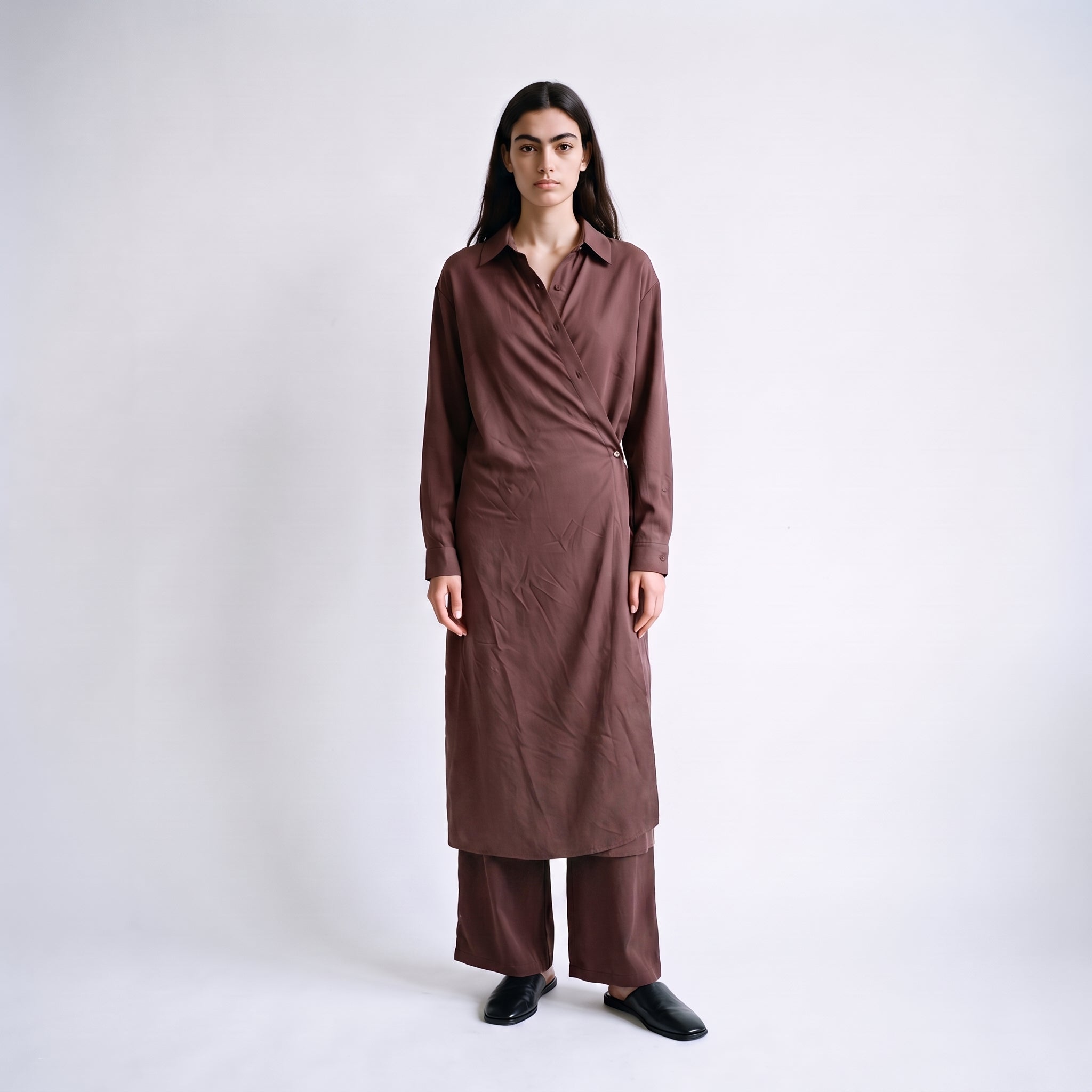 Robe chemise cache-cœur, manches longues ARELINE, ARTLOVE