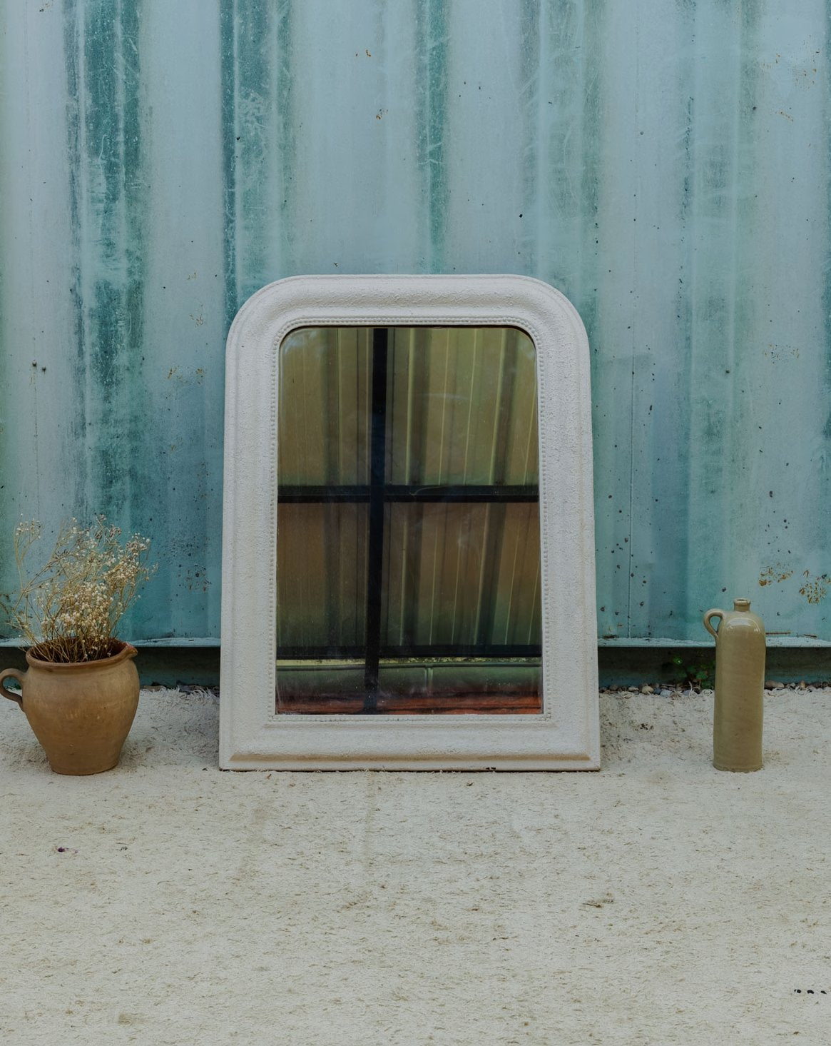 Miroir Louis-Philippe en bois blanc Georges N°1469 - Bon état, DEBONGOUT
