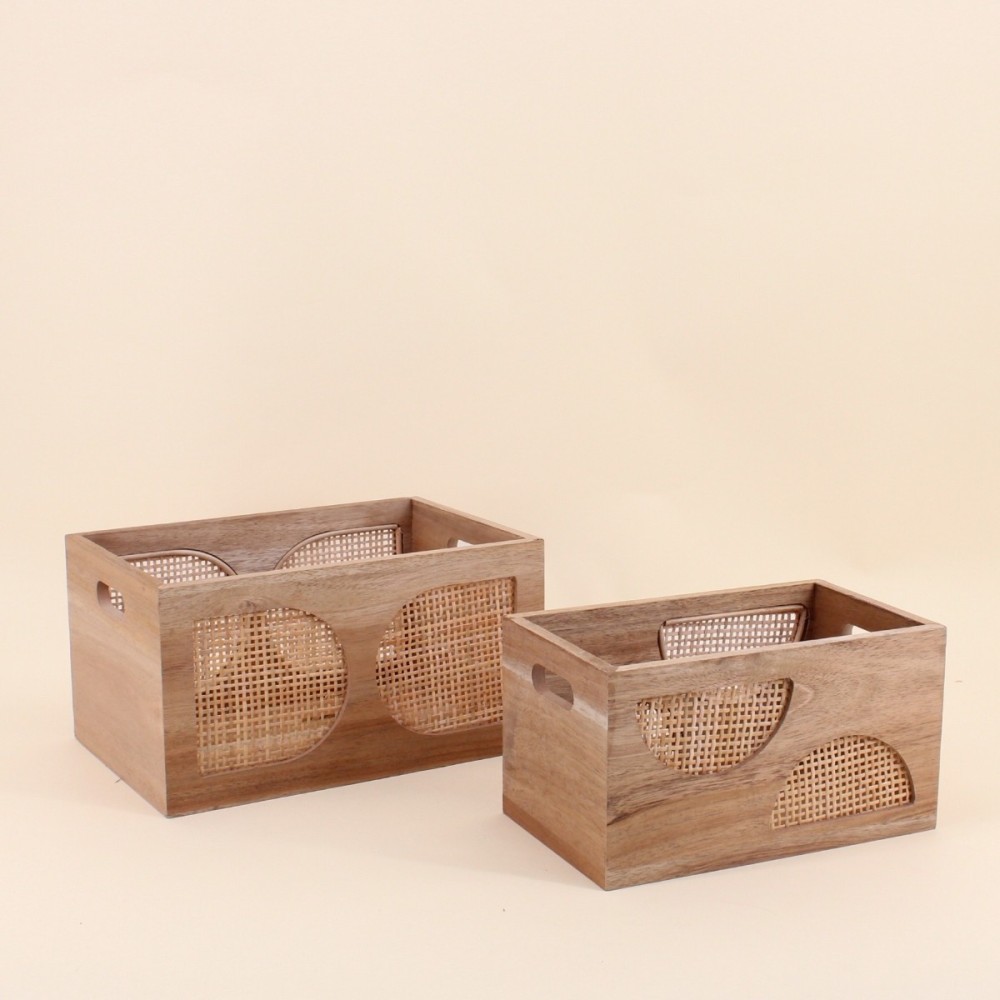 Caisse en bois et rotin 30x20cm, ORNAMI