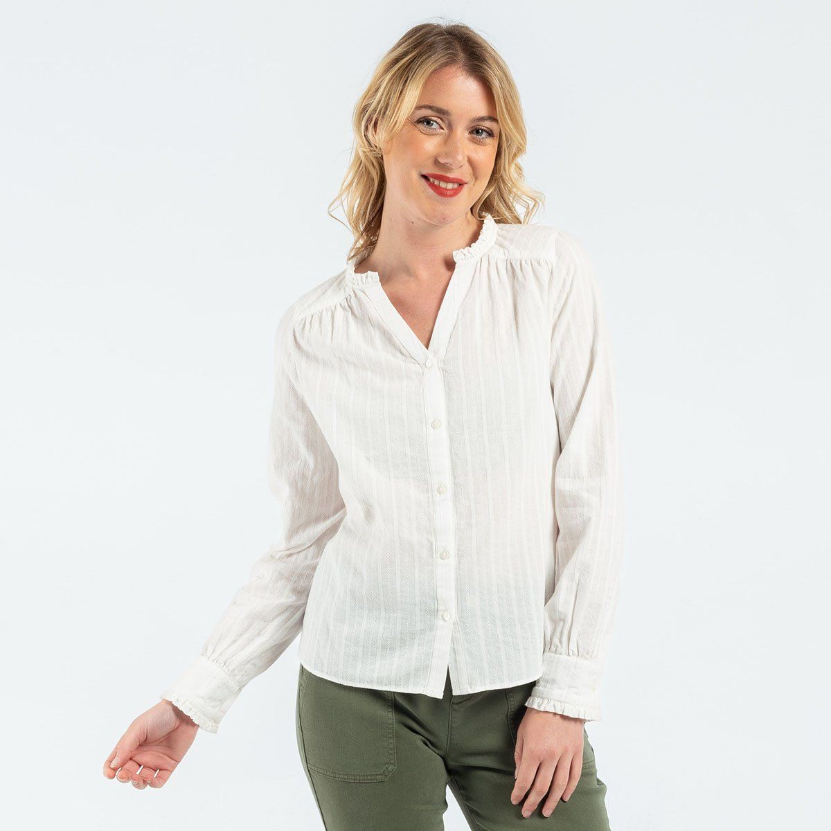 Blouse blanche volant La Redoute