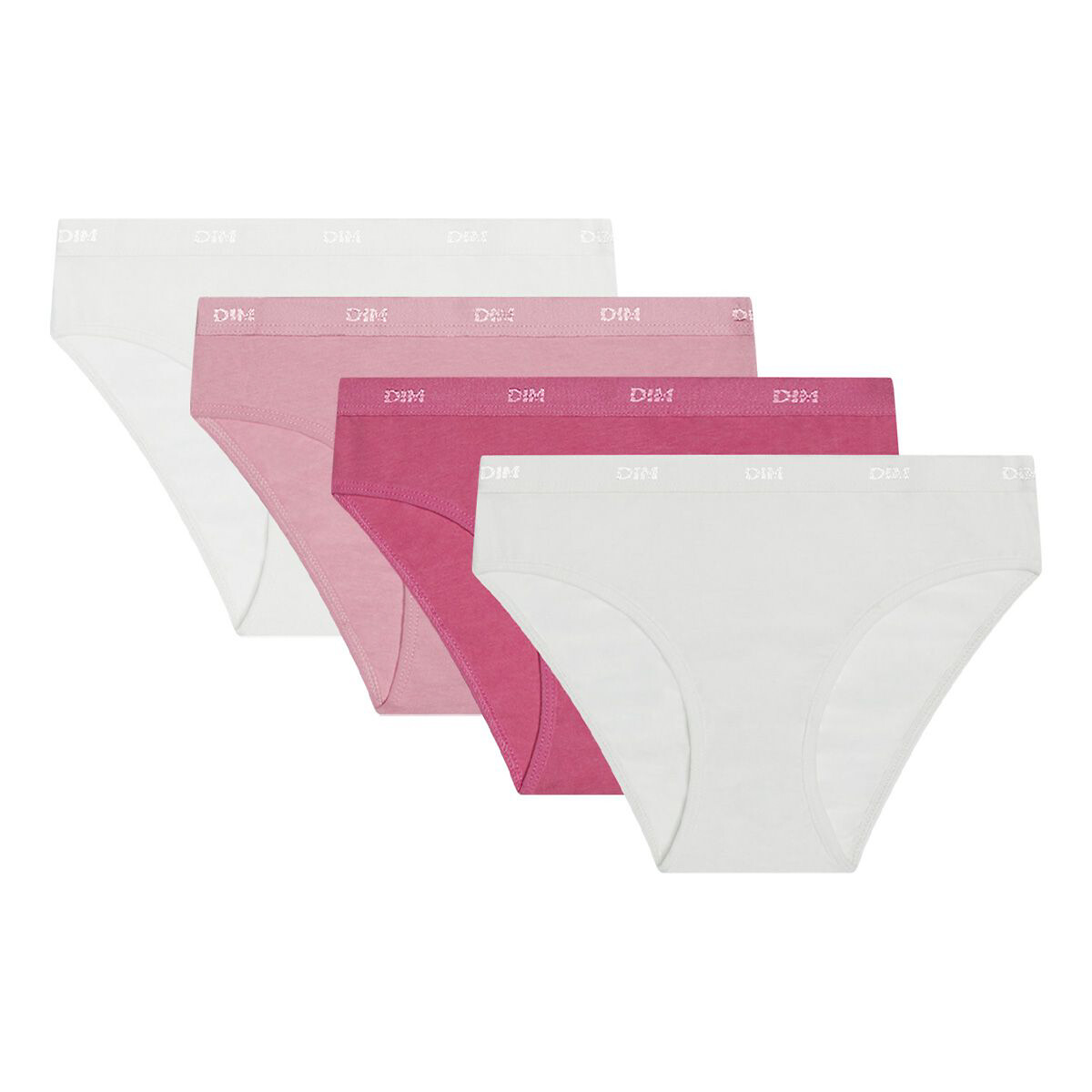 Pack of 4 briefs in cotton, fuchsia/pink, Dim
