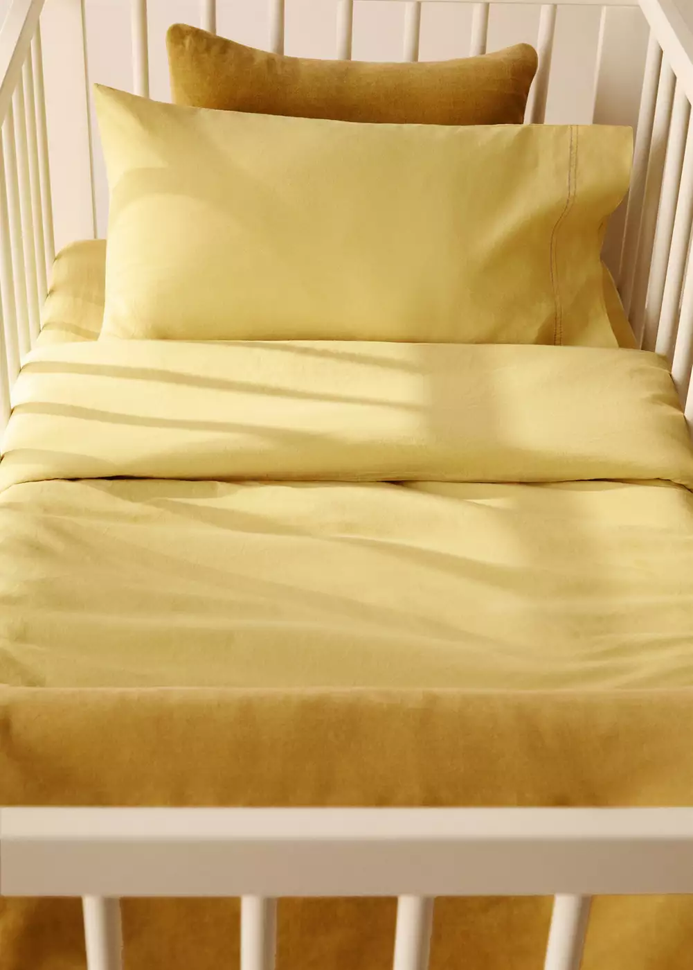 Housse de couette berceau en coton lavé double surpiqûre, MANGO HOME
