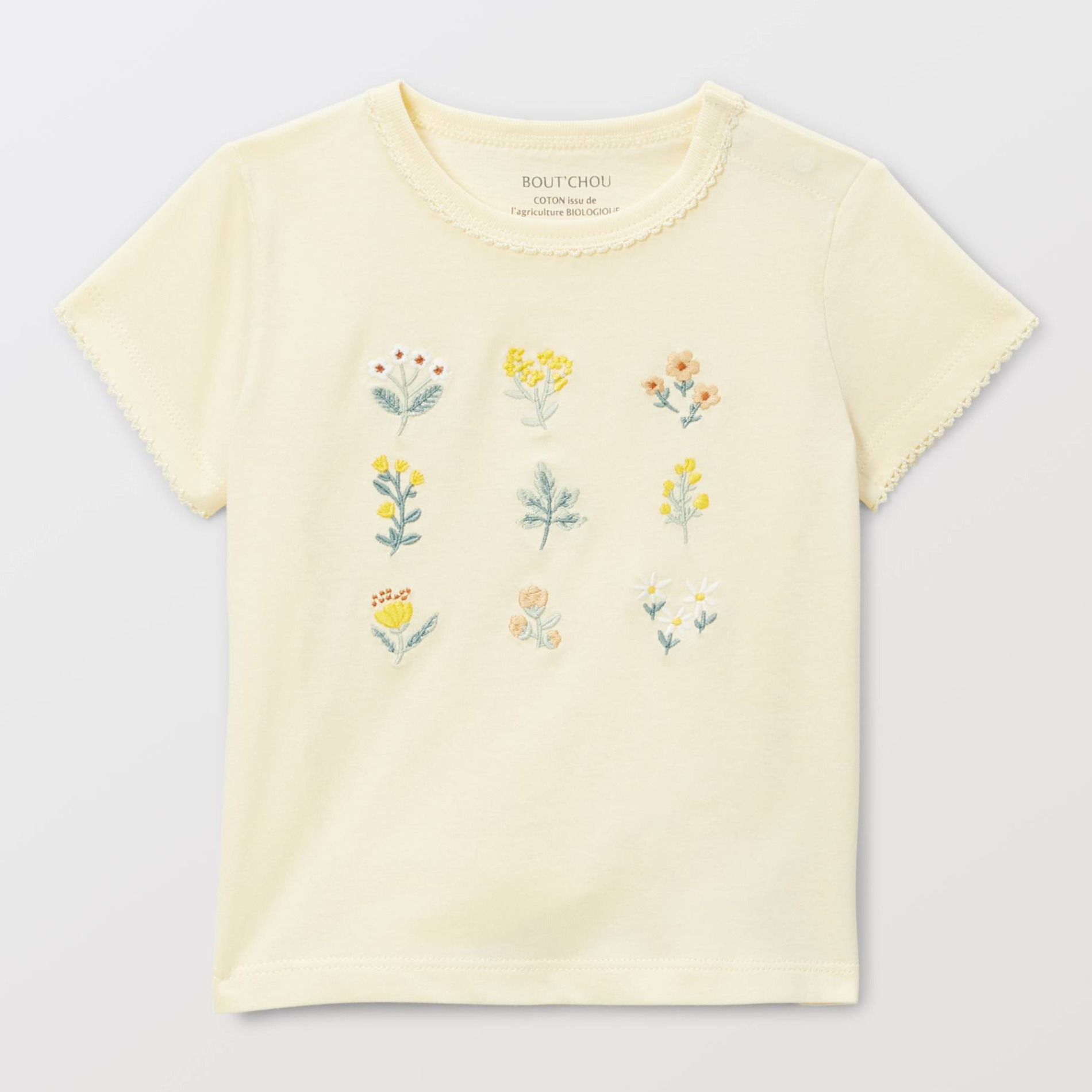 T-shirt manches courtes brodé en coton BIO GOTS, BOUT'CHOU