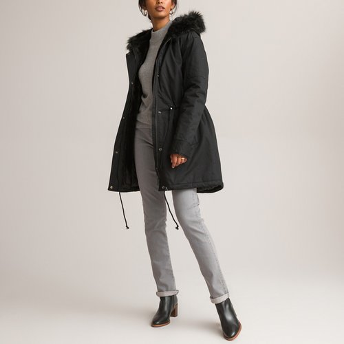 Cotton mid-length parka with hood and zip fastening Anne Weyburn | La  Redoute