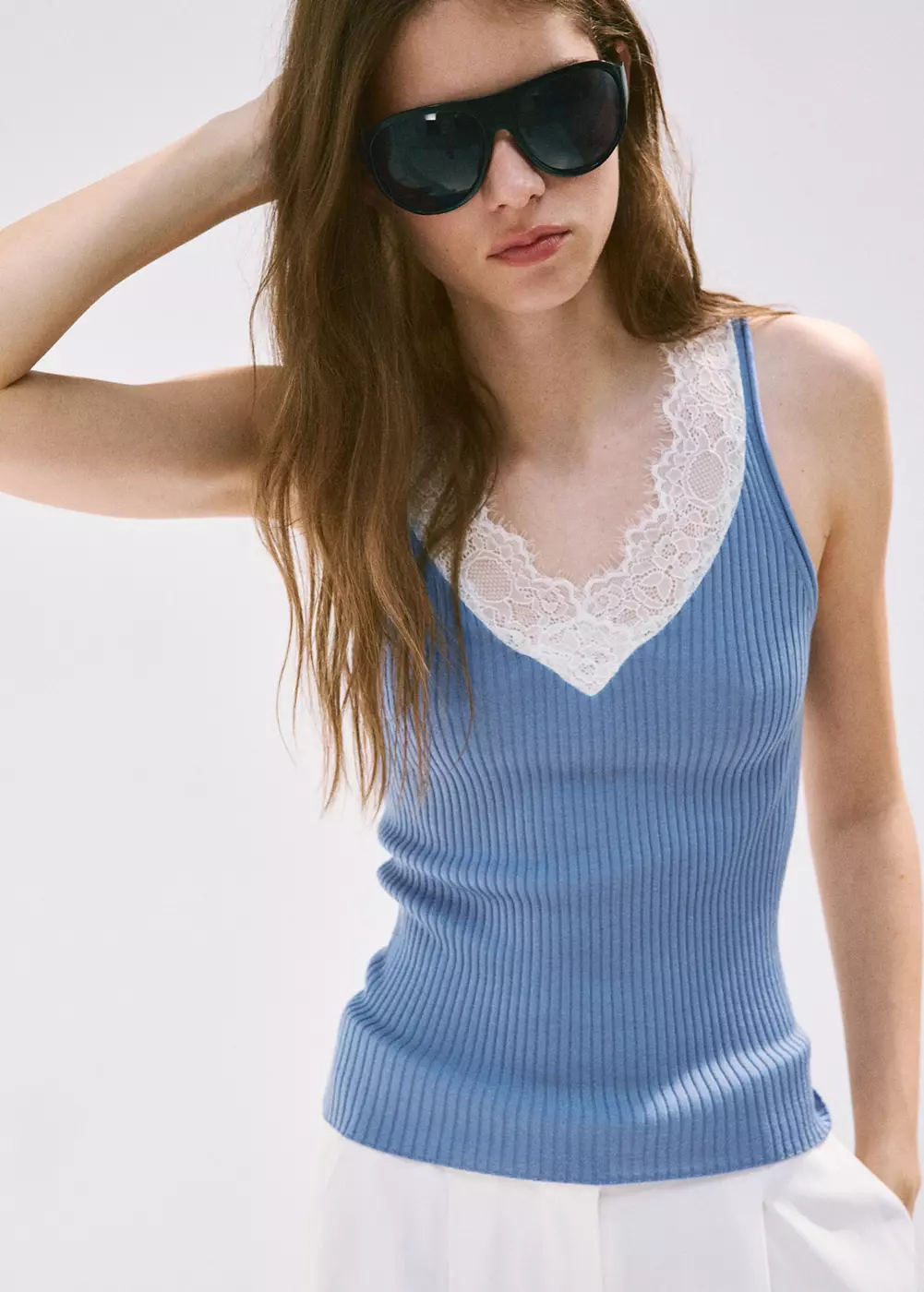 Top Lyocell dentelle, MANGO