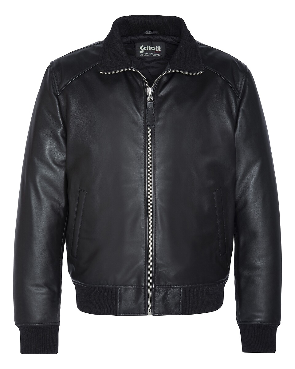 Blouson en cuir d'agneau col montant, SCHOTT