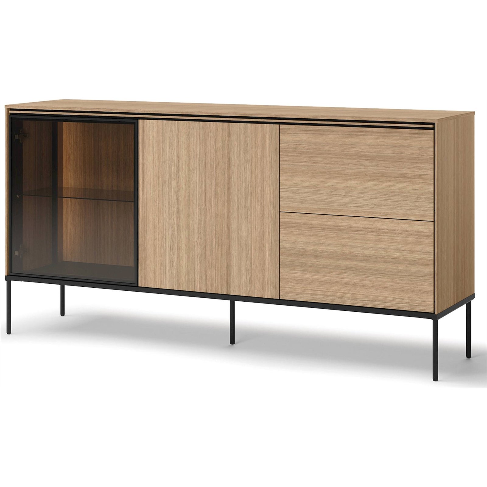 Buffet vitrine bois avec LED VISSO, RECOLLECTION