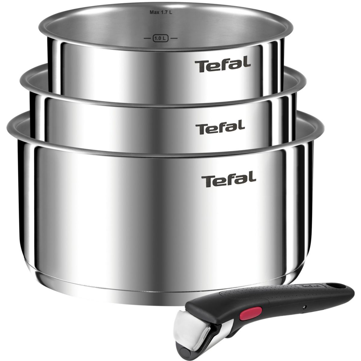Batterie de cuisine 3 casseroles avec 1 poignée, TEFAL