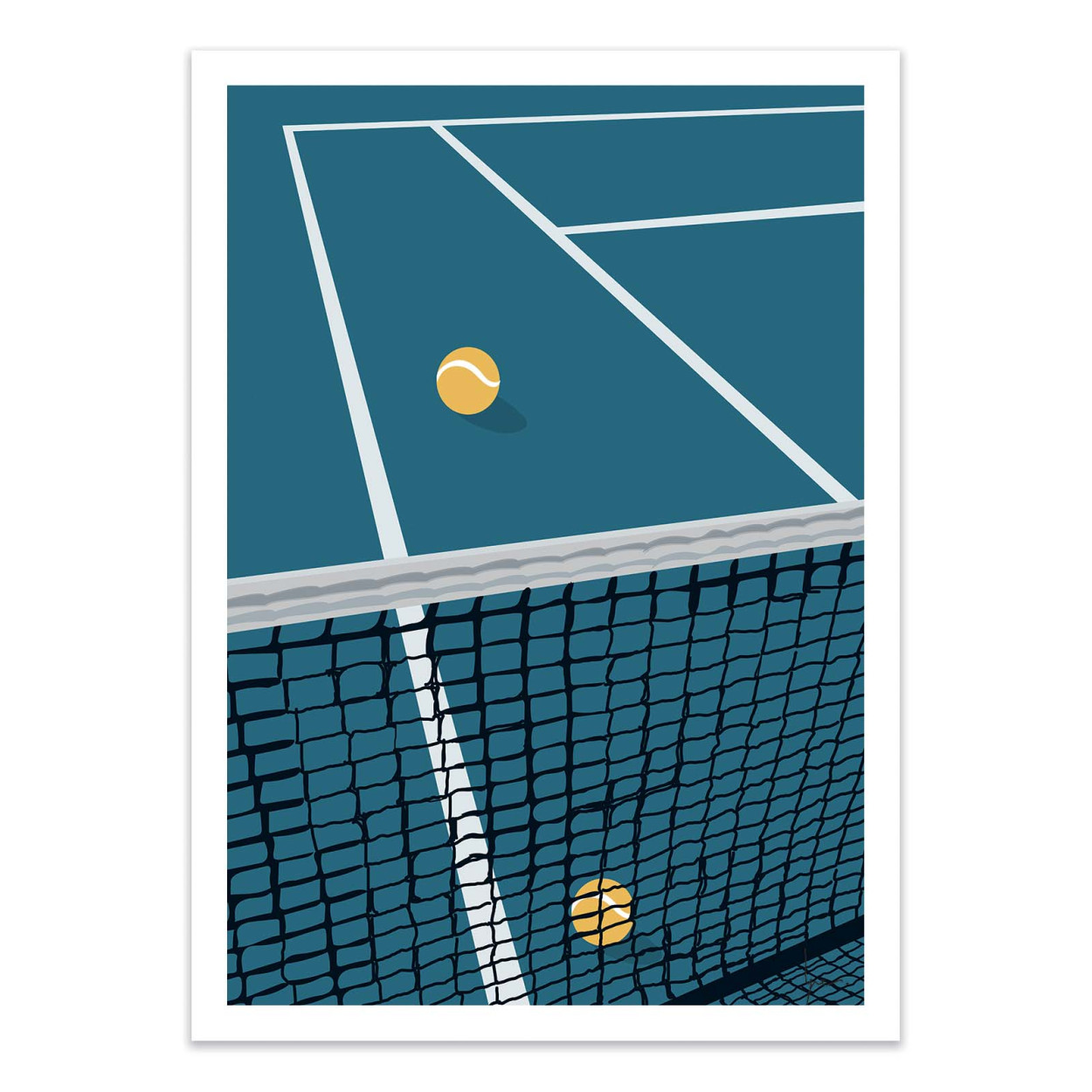 Affiche d'art - Filet Tennis Bleu - LPX Illustration, WALL EDITIONS