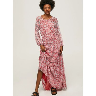 Printed Maxi Dress with Open Back PEPE JEANS