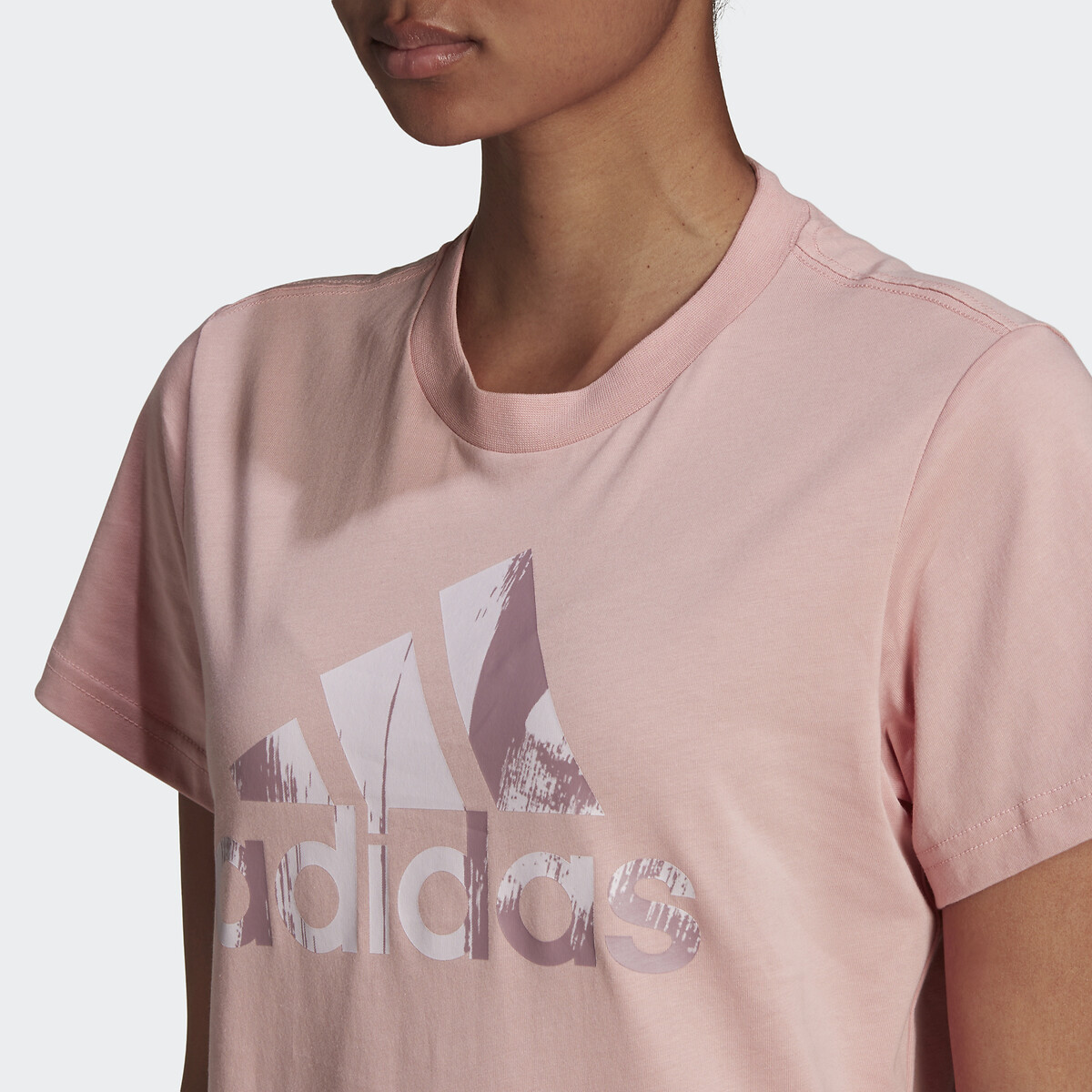 Essentials print logo t shirt in cotton light mauve Adidas
