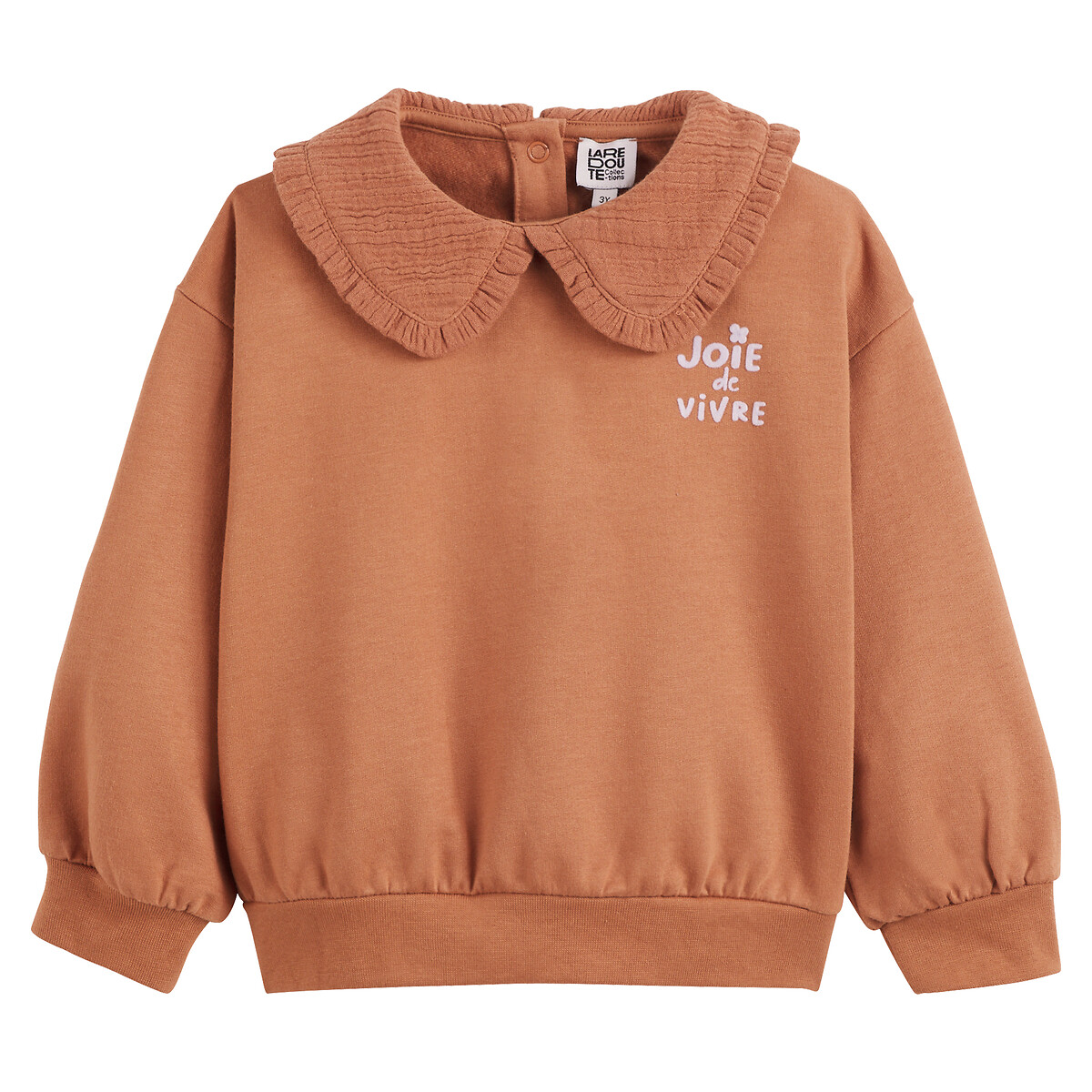 Peter pan collar sweatshirt in cotton mix camel La Redoute Collections La Redoute