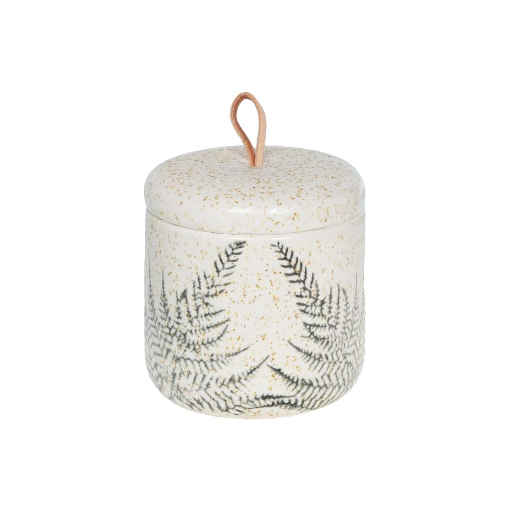 Boîte fougère H11 cm en céramique blanche, AMADEUS