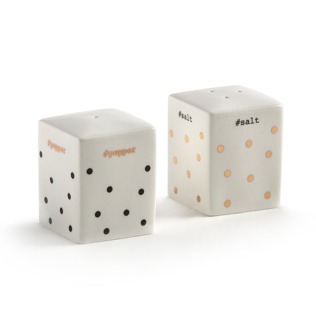 Kubler Porcelain Salt and Pepper Shakers, white with polka dots, LA REDOUTE INTERIEURS
