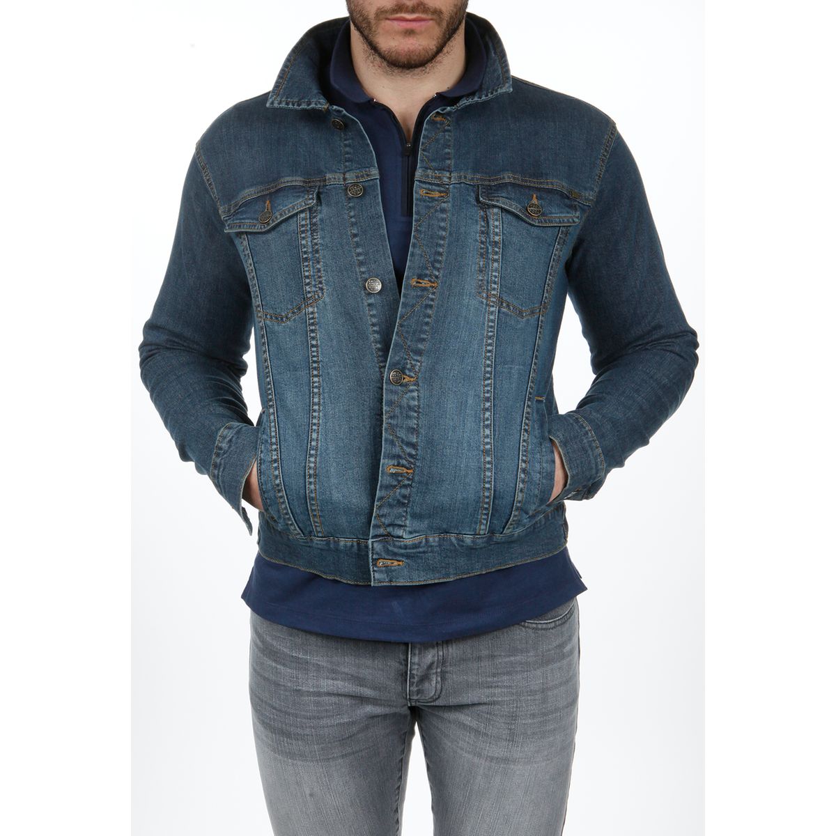furrow Scold Harness Veste en jean bleu homme | La Redoute