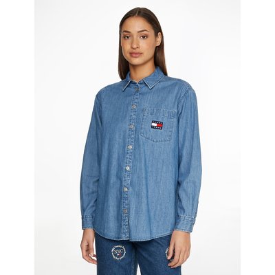 Embroidered Badge Logo Shirt in Cotton and Loose Fit TOMMY JEANS