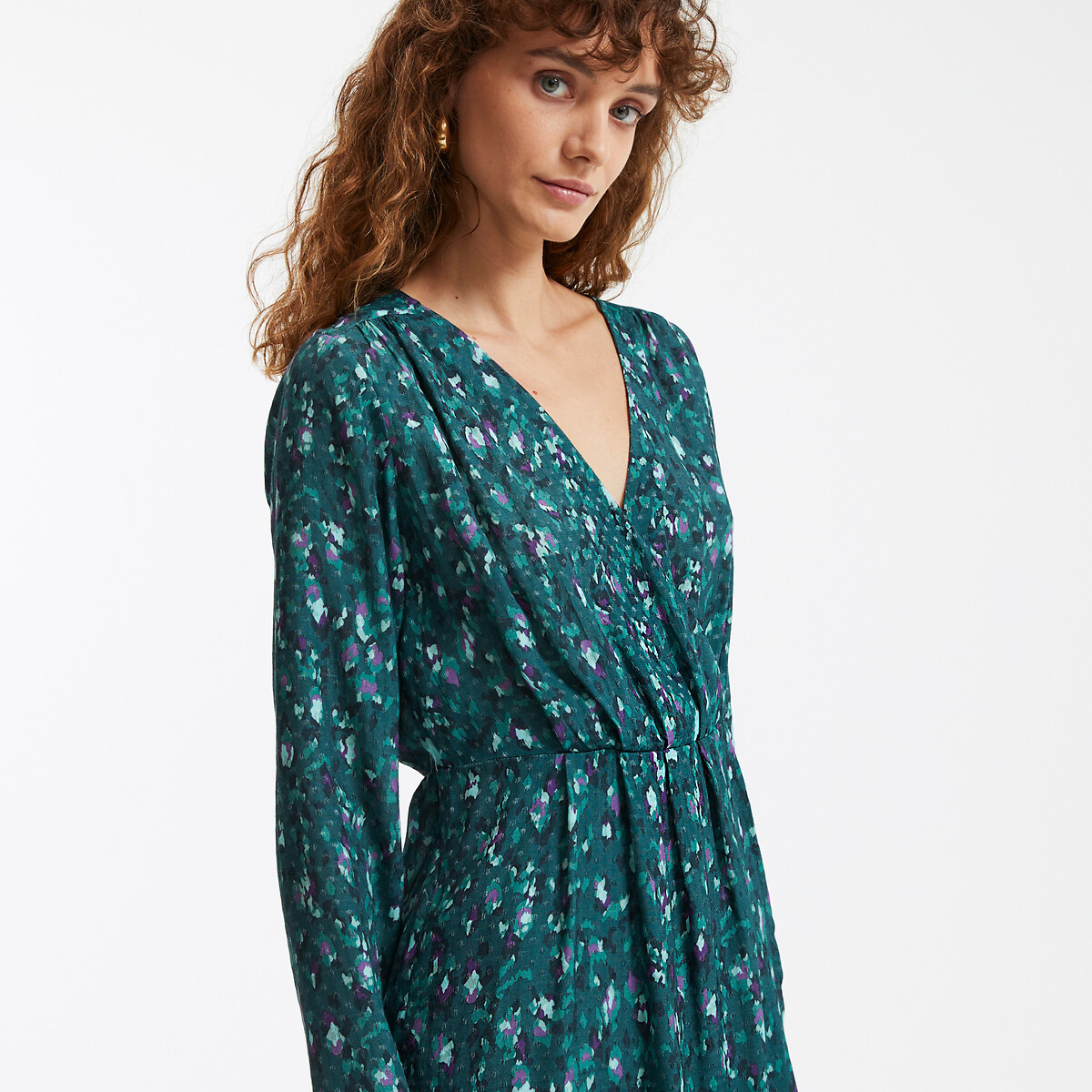 Floral print mini dress green print La Redoute Collections | La Redoute