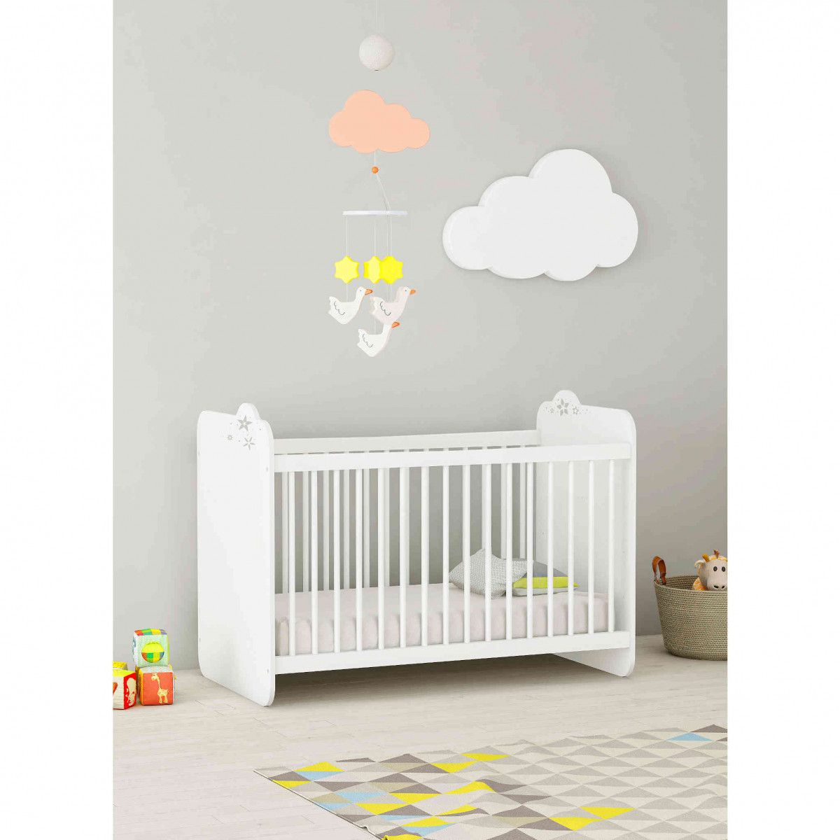 Lit A Barreaux En Bois Li156 Blanc Terre De Nuit La Redoute