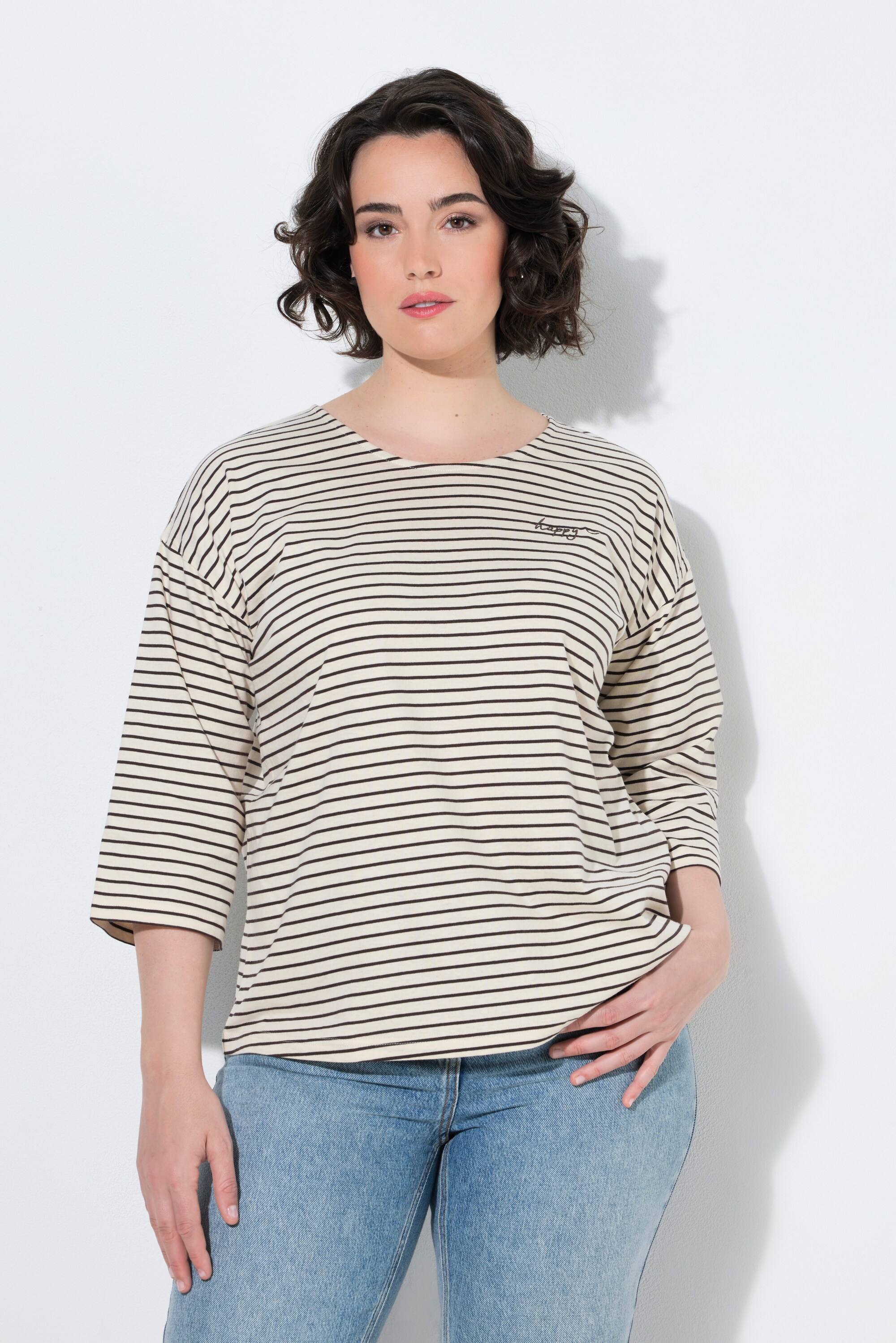 T-shirt décolleté rond et manches 3/4, ULLA POPKEN