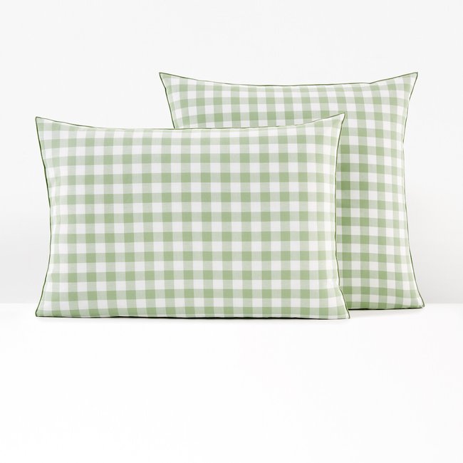 Veldi Green Cotton Pillowcase, green, LA REDOUTE INTERIEURS
