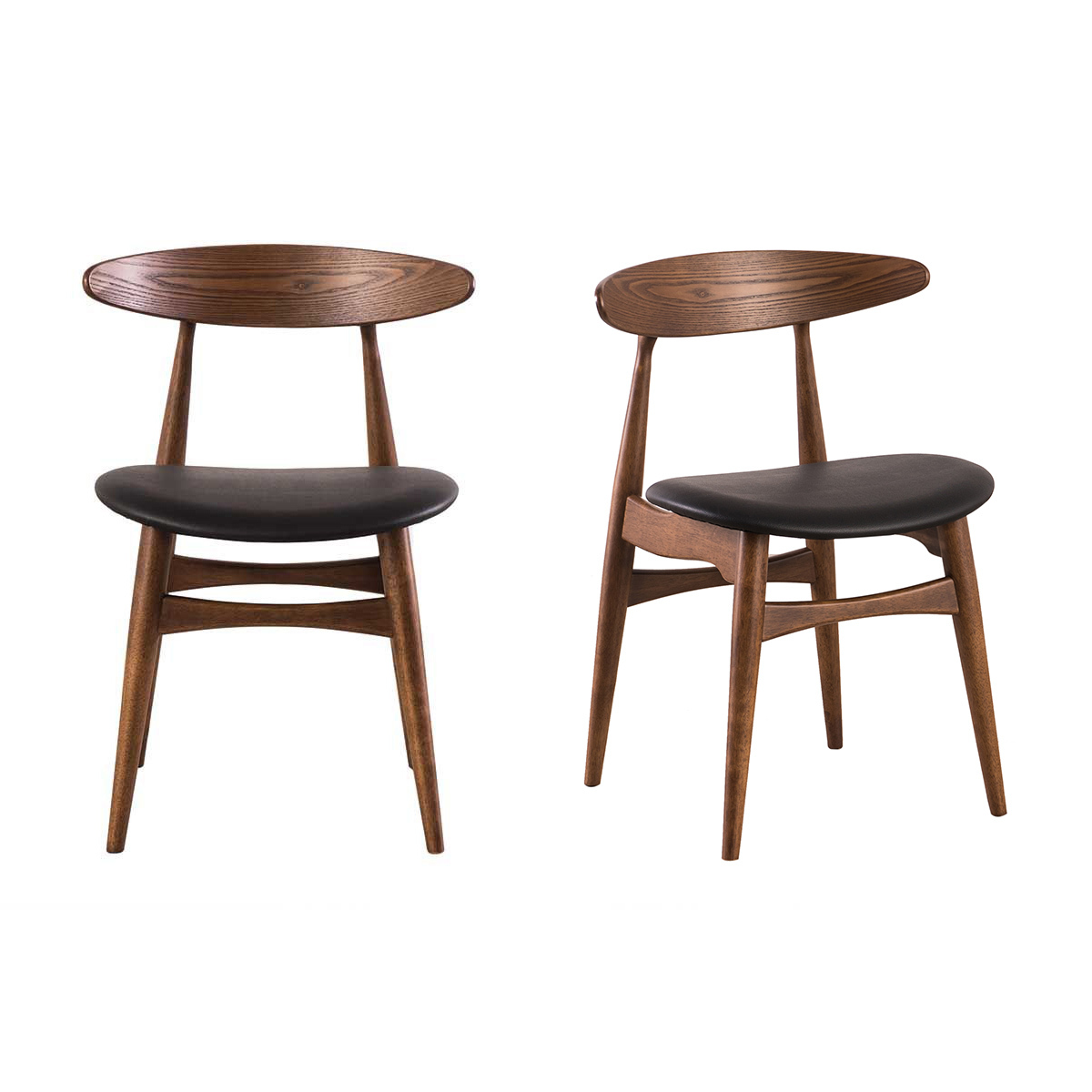Chaises scandinaves en bois foncé frêne (lot de 2) WALFORD, MILIBOO