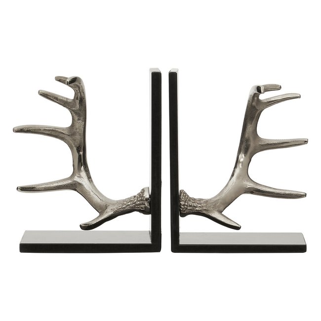 Set of 2 Antler Bookends, silver, SO'HOME