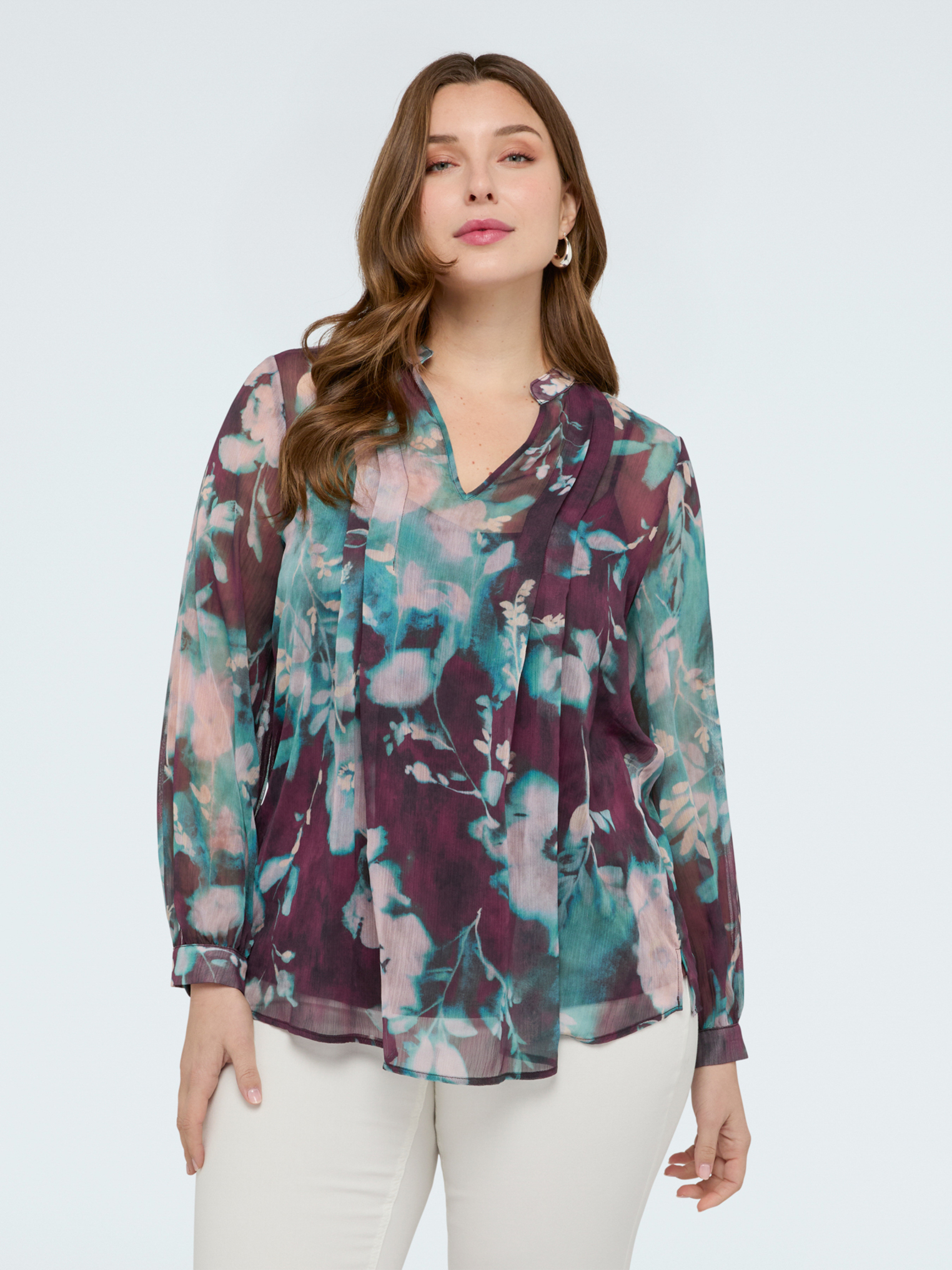 Blouse imprimé floral en crêpon, FIORELLA RUBINO